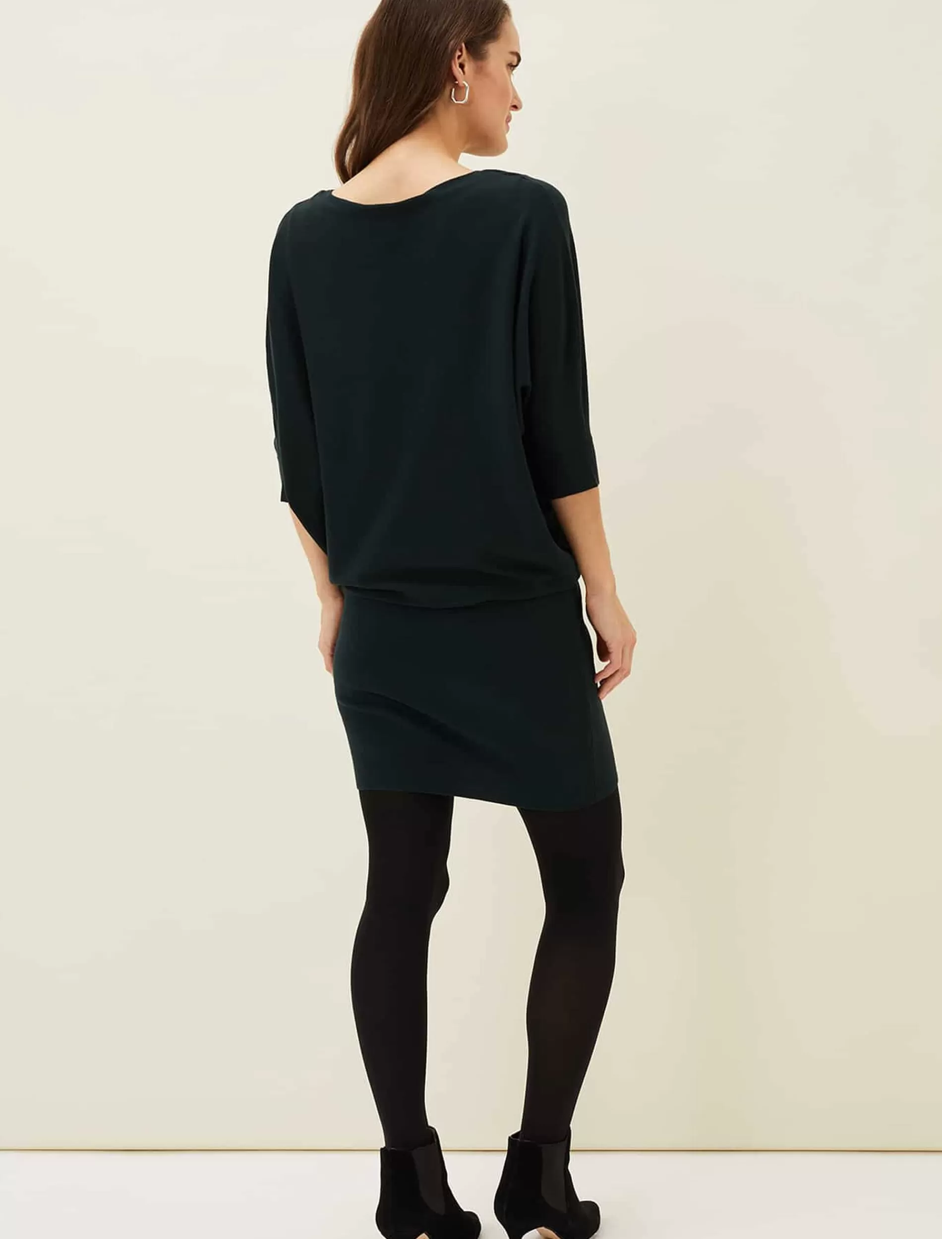 Phase Eight Becca Batwing Knit Dress Forest Discount