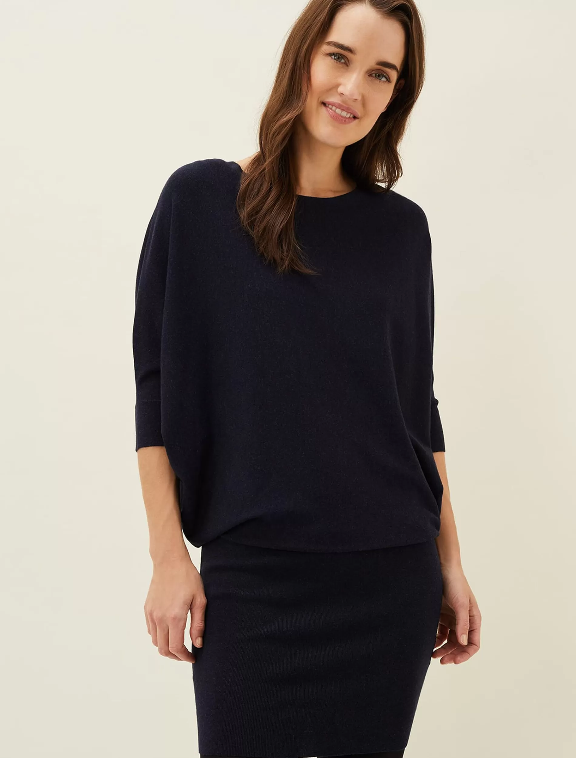 Phase Eight Becca Batwing Knitted Dress Navy Sale