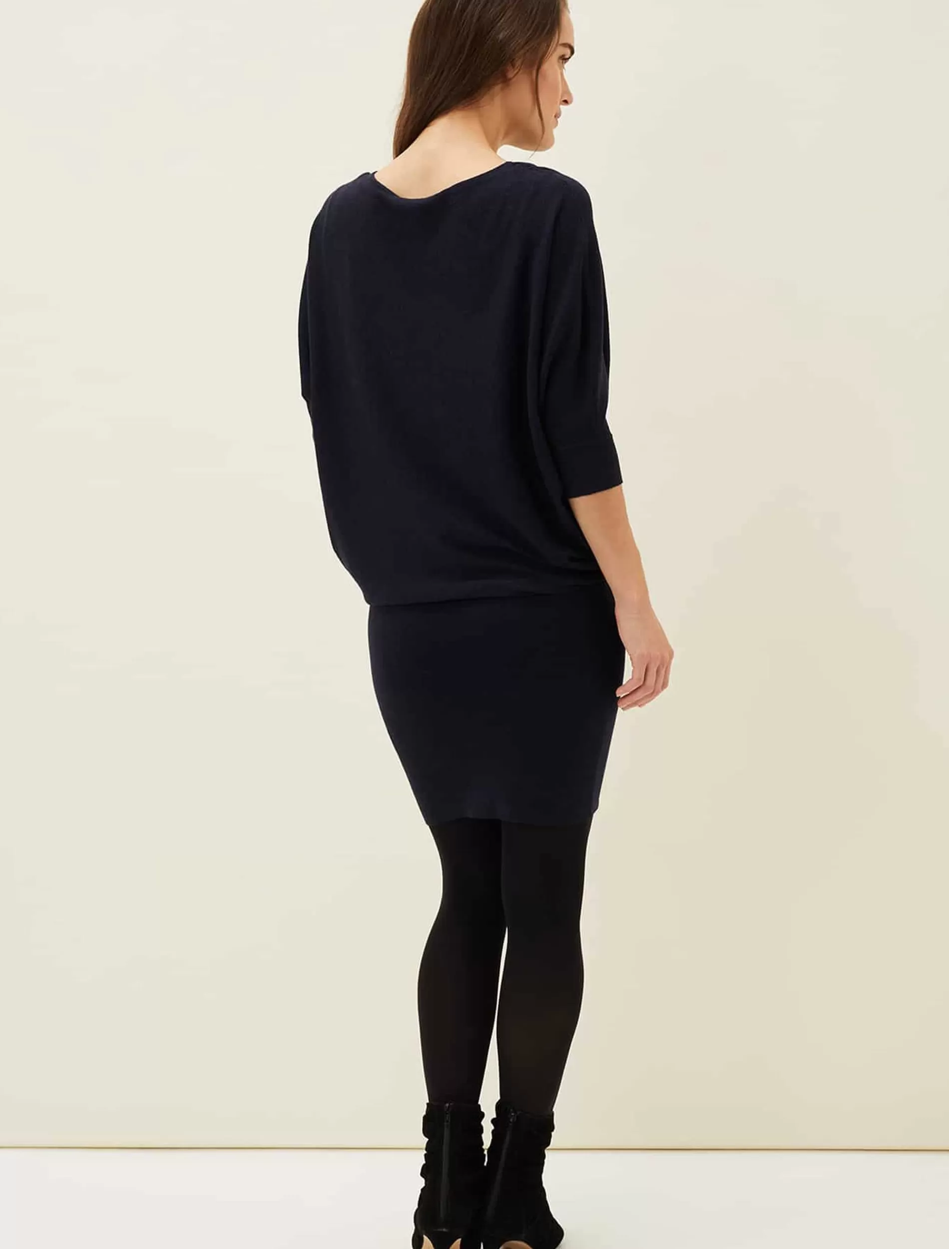 Phase Eight Becca Batwing Knitted Dress Navy Sale