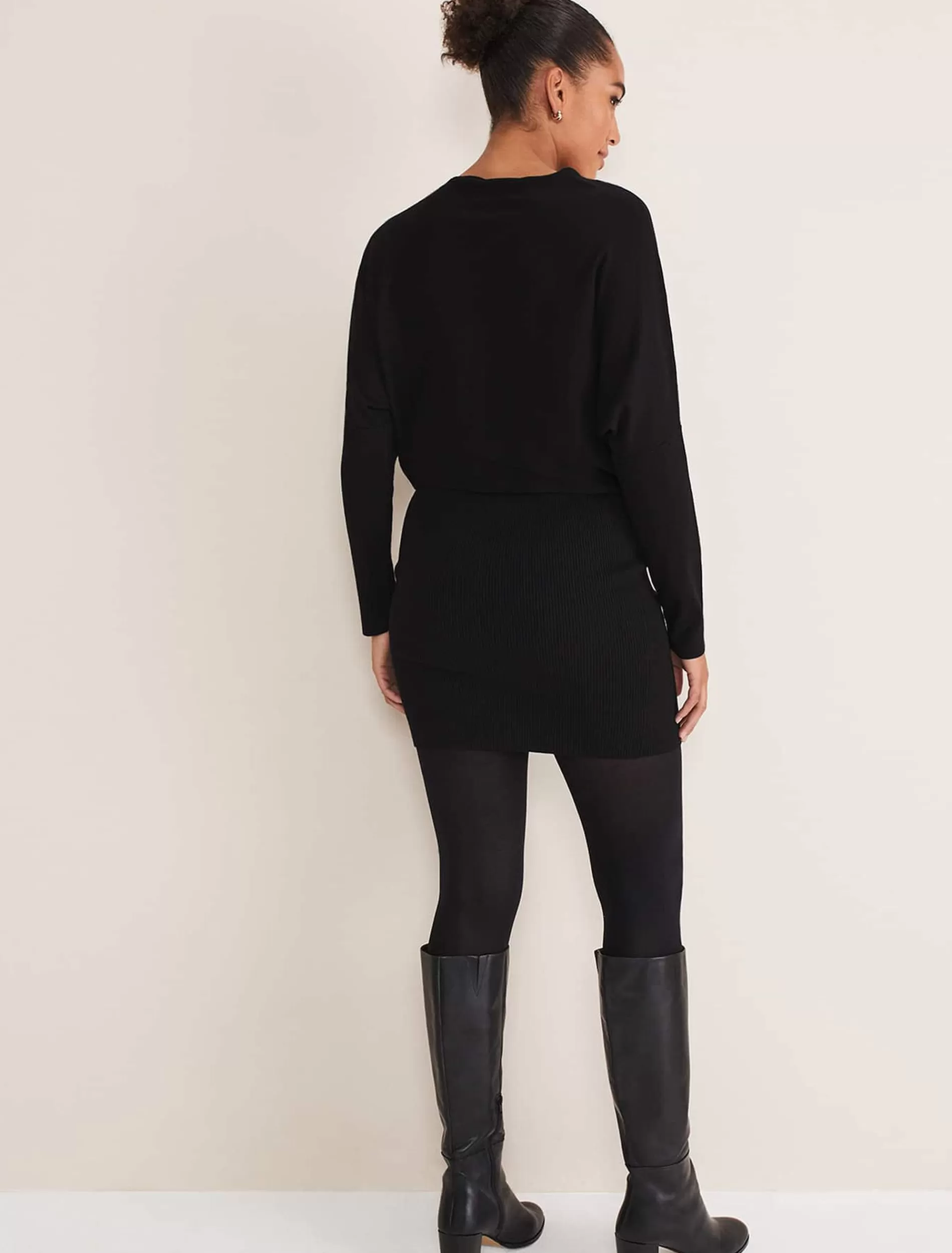 Phase Eight Becca Zip Neck Detail Dress Black Clearance