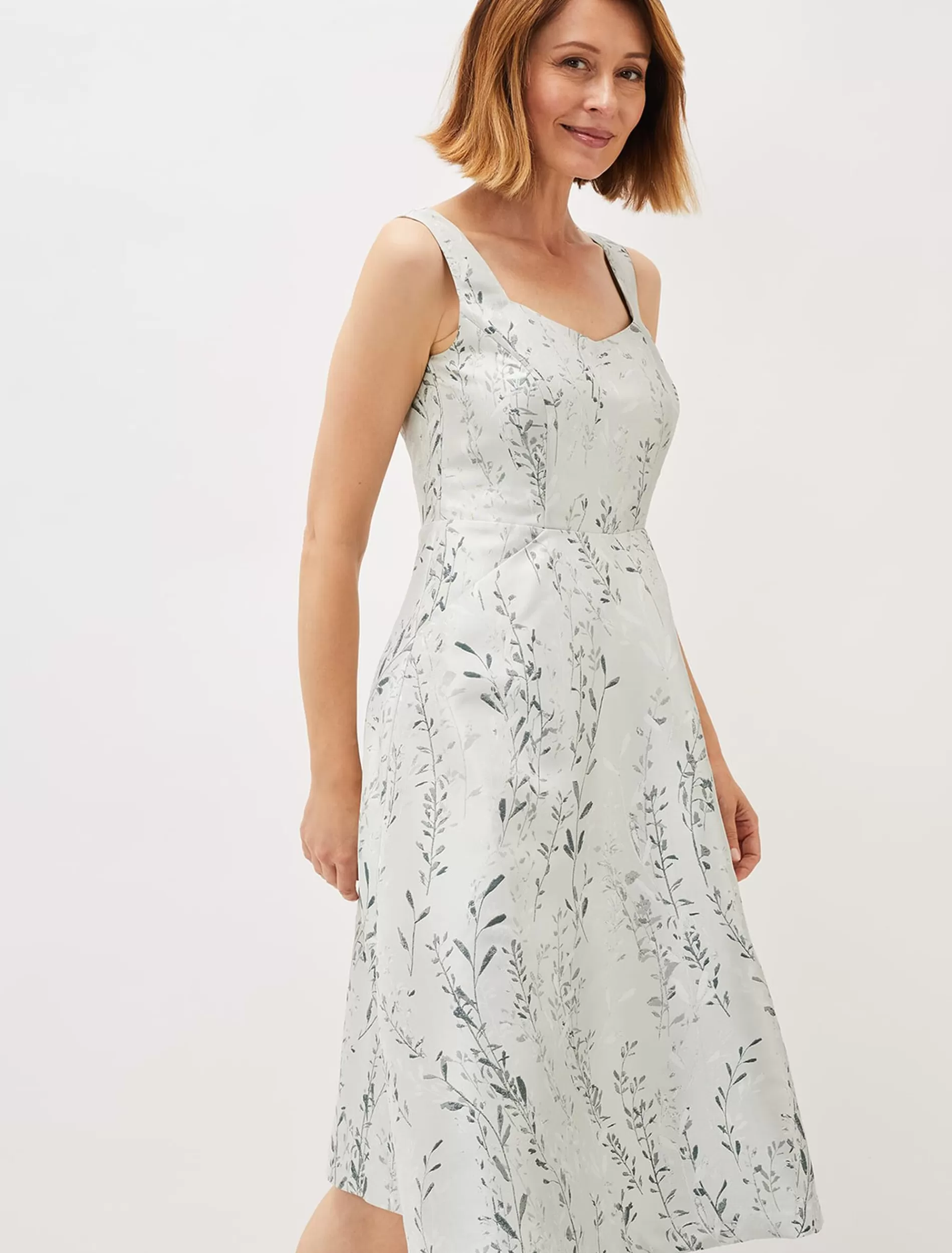 Phase Eight Becka Floral Jacquard Fit And Flare Dress Eau De Nil Fashion