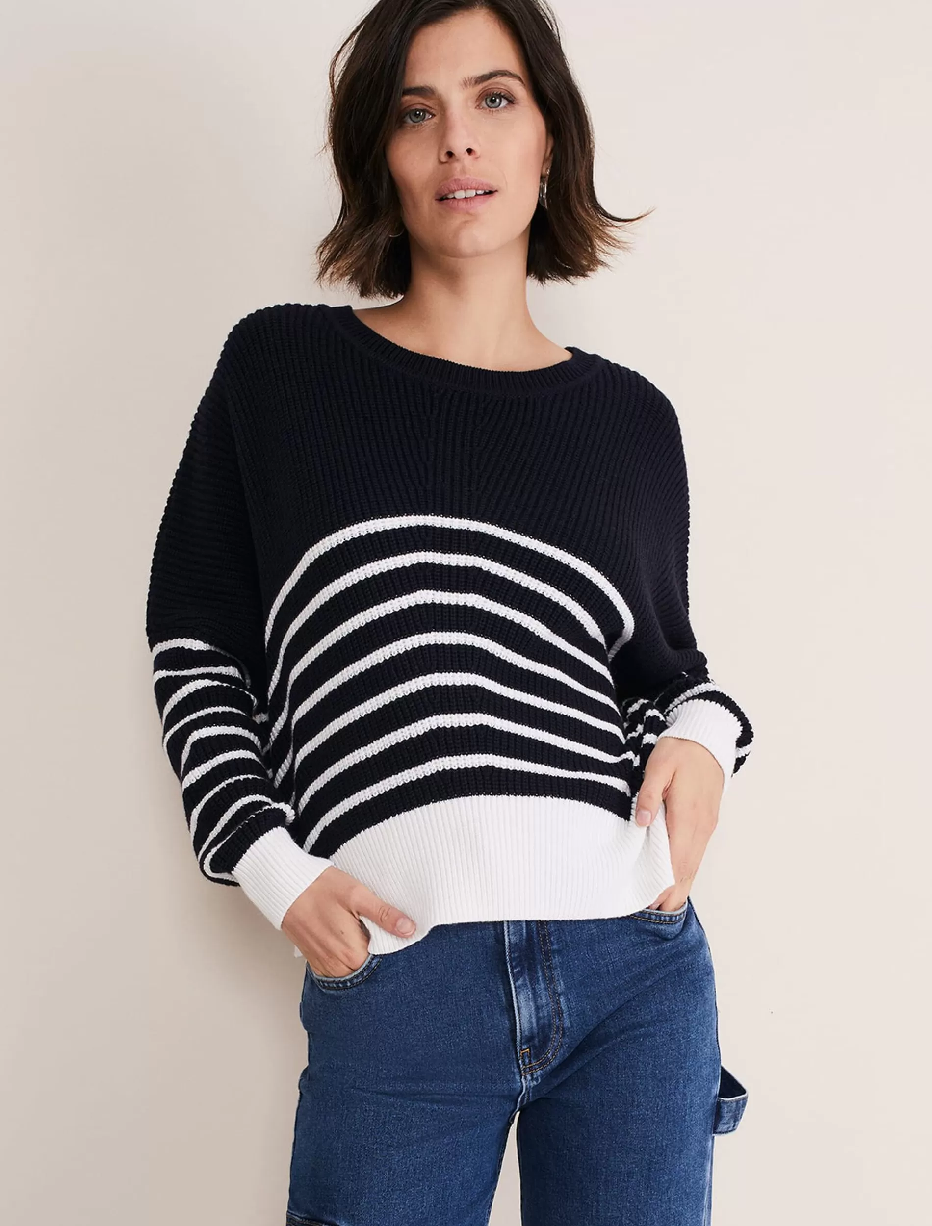 Phase Eight Bella Wool Blend Stripe Jumper Navy/Ivory Fashion