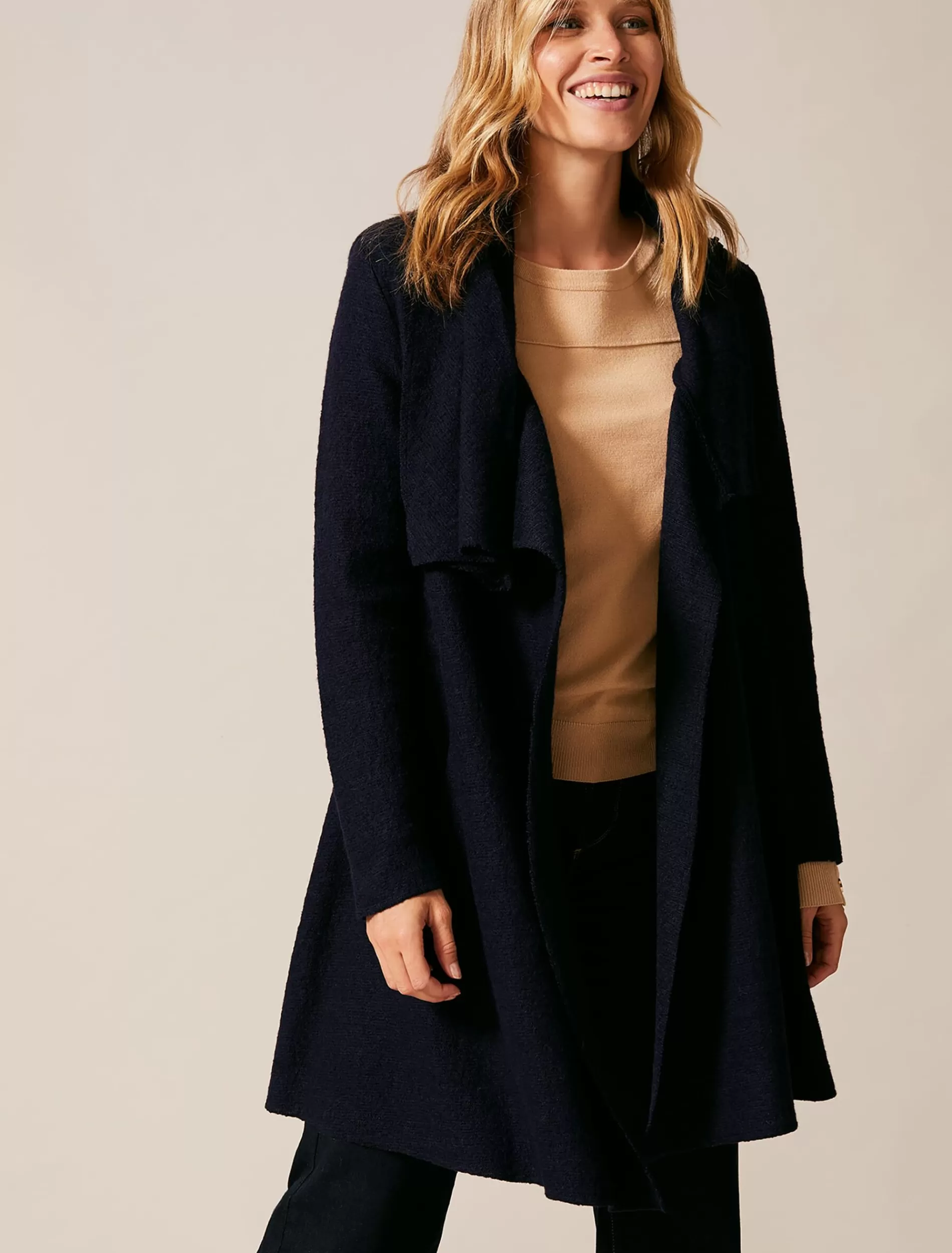 Phase Eight Bellona Knit Coat Navy Cheap