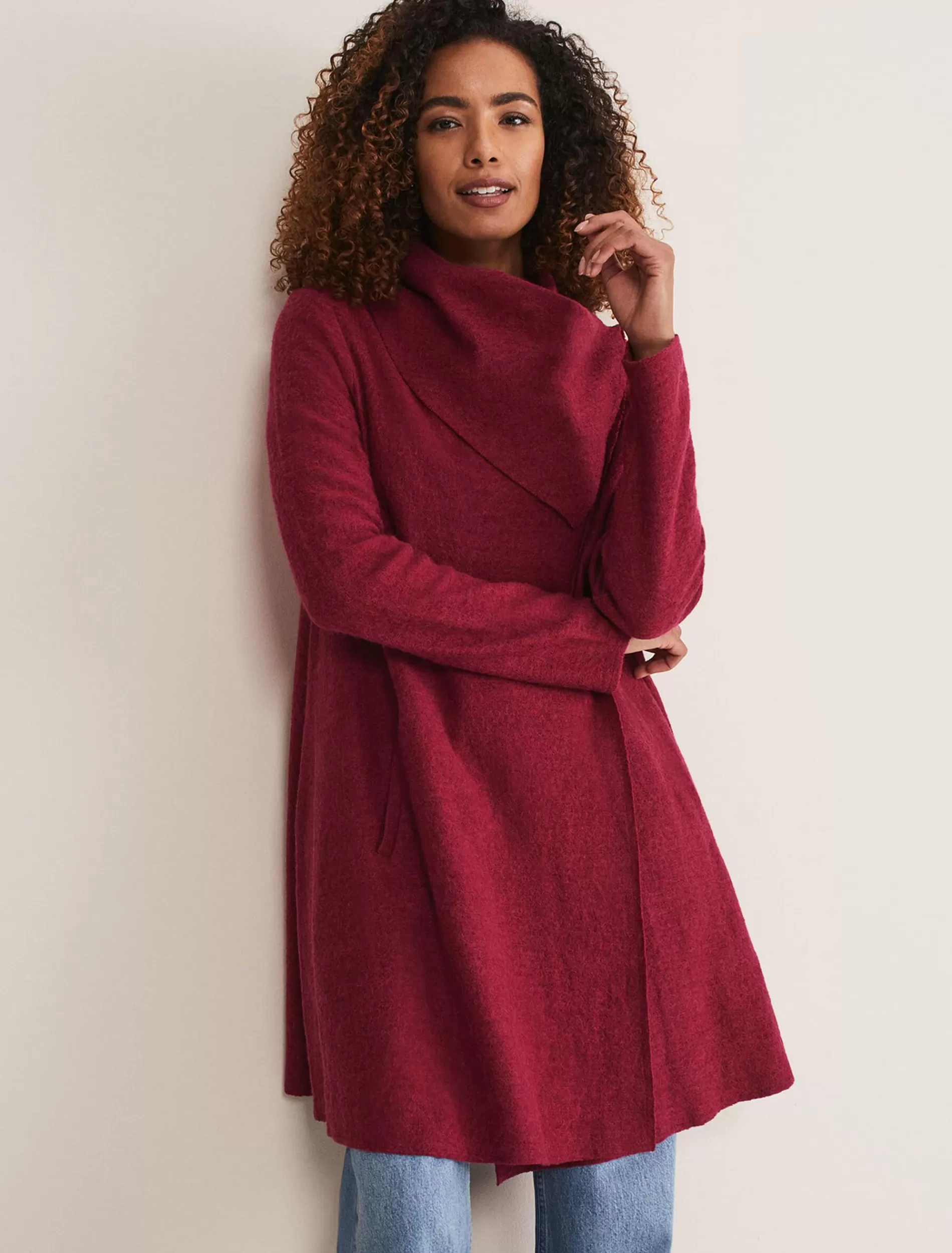 Phase Eight Bellona Knit Coat Raspberry Flash Sale