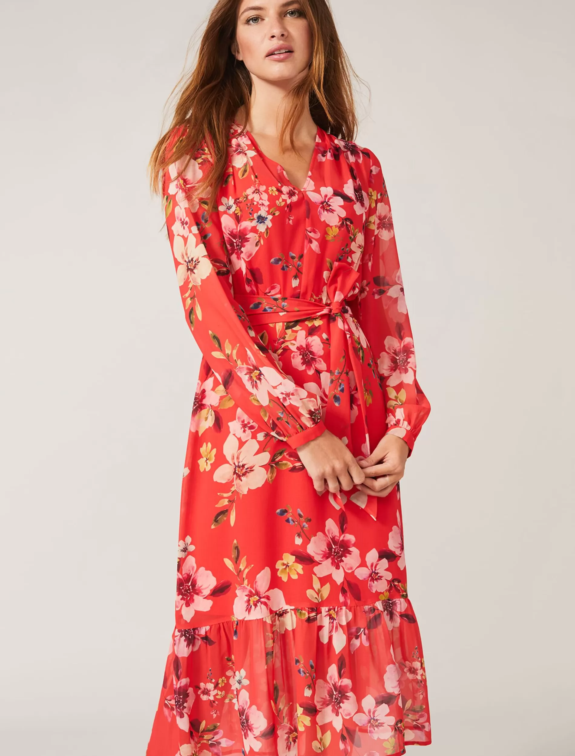 Phase Eight Bernadette Tiered Chiffon Dress Kingfisher/Ivory Sale