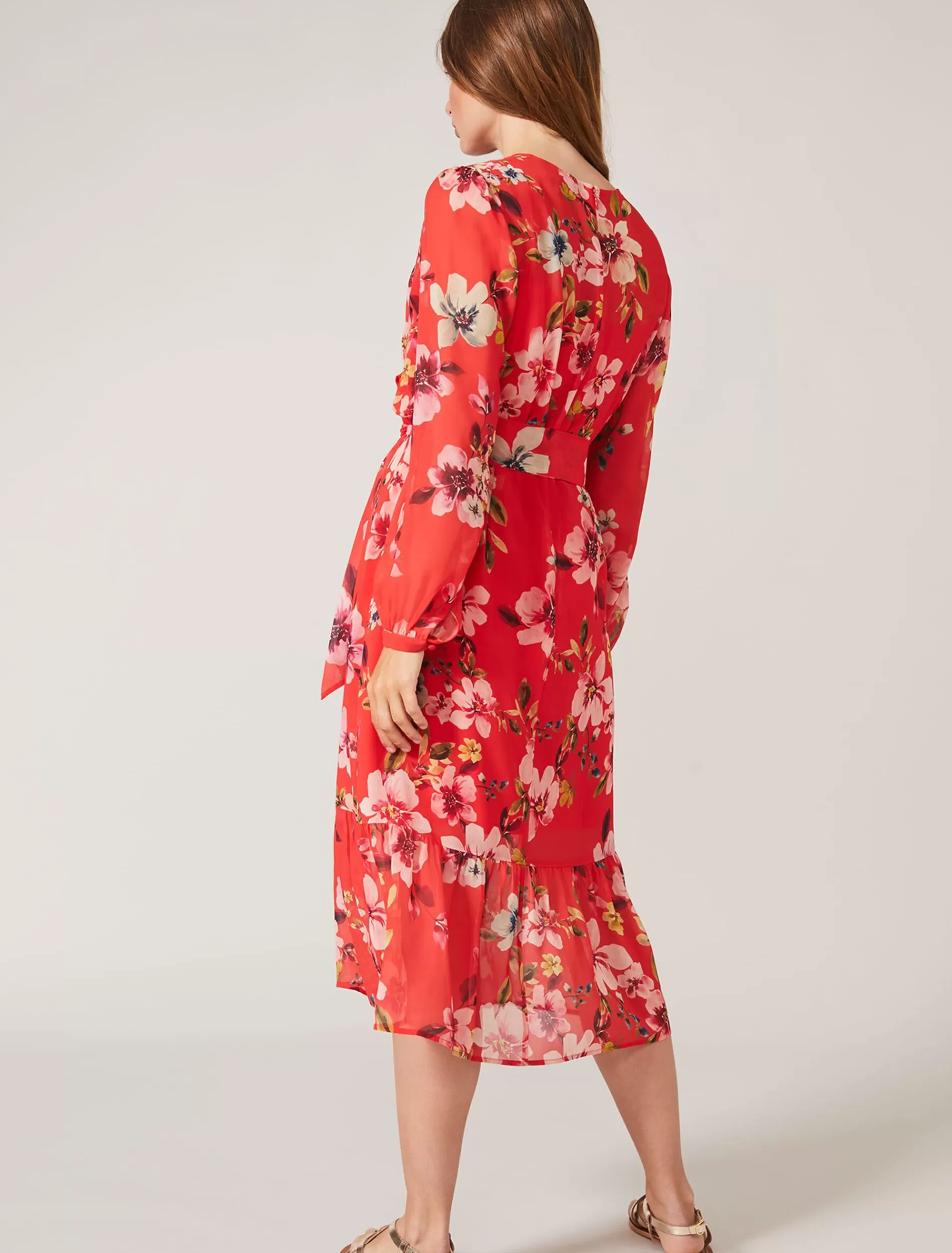 Phase Eight Bernadette Tiered Chiffon Dress Kingfisher/Ivory Sale