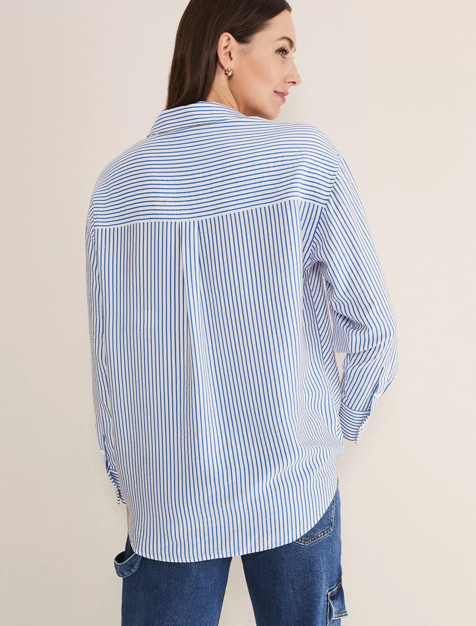 Phase Eight Bernice Striped Shirt White/Blue Store
