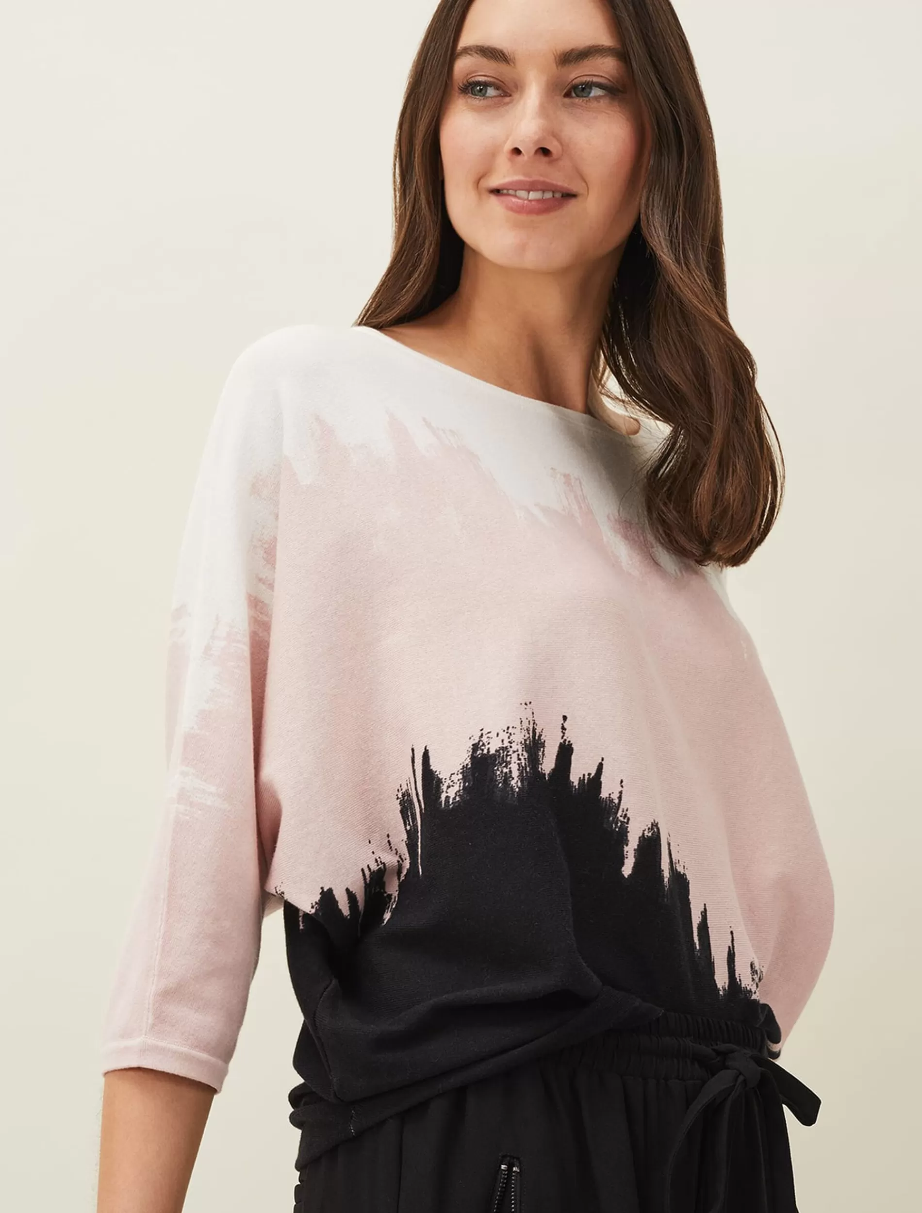 Phase Eight Bertie Brushstroke Fine Knit Jumper Pink Multi Store