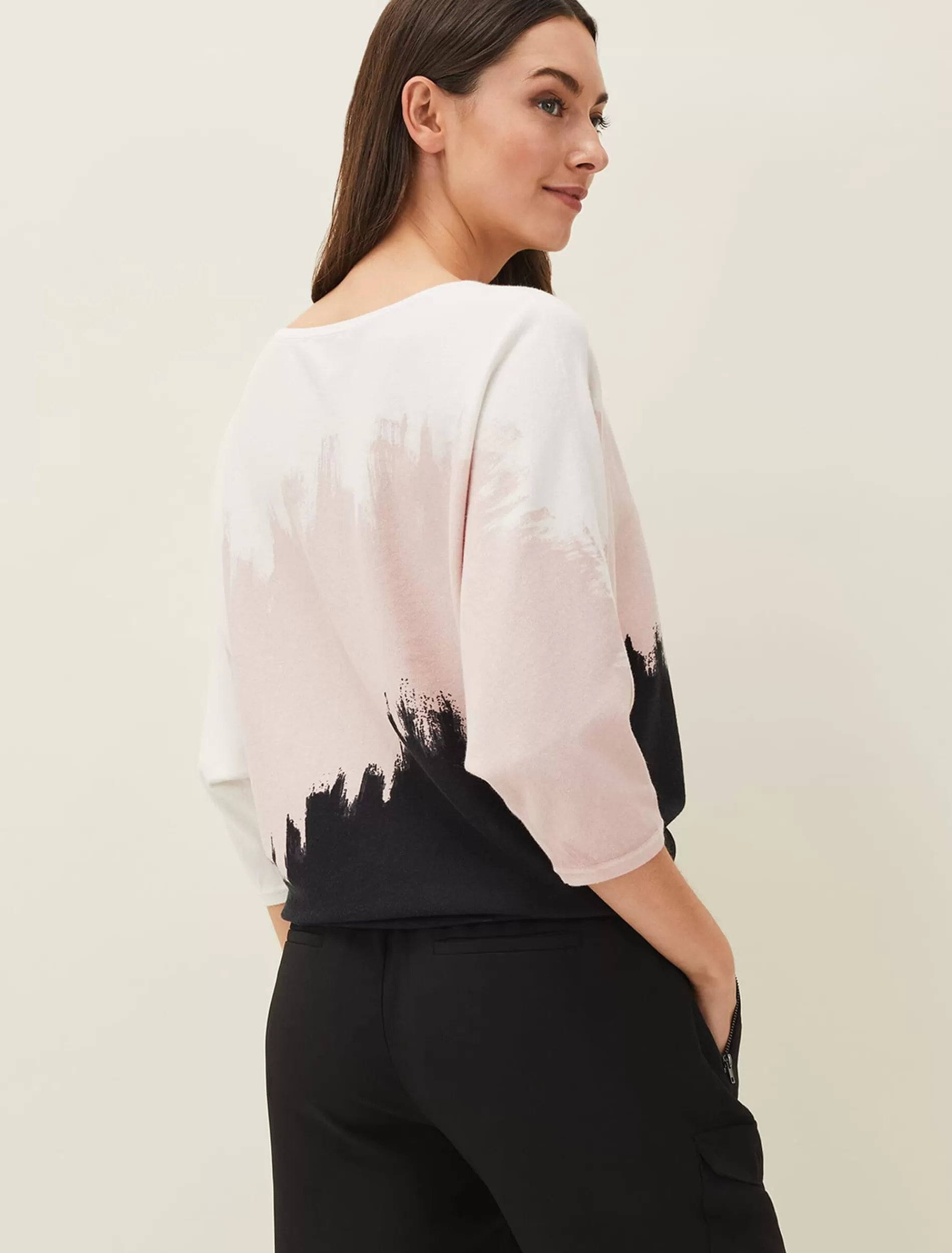 Phase Eight Bertie Brushstroke Fine Knit Jumper Pink Multi Store
