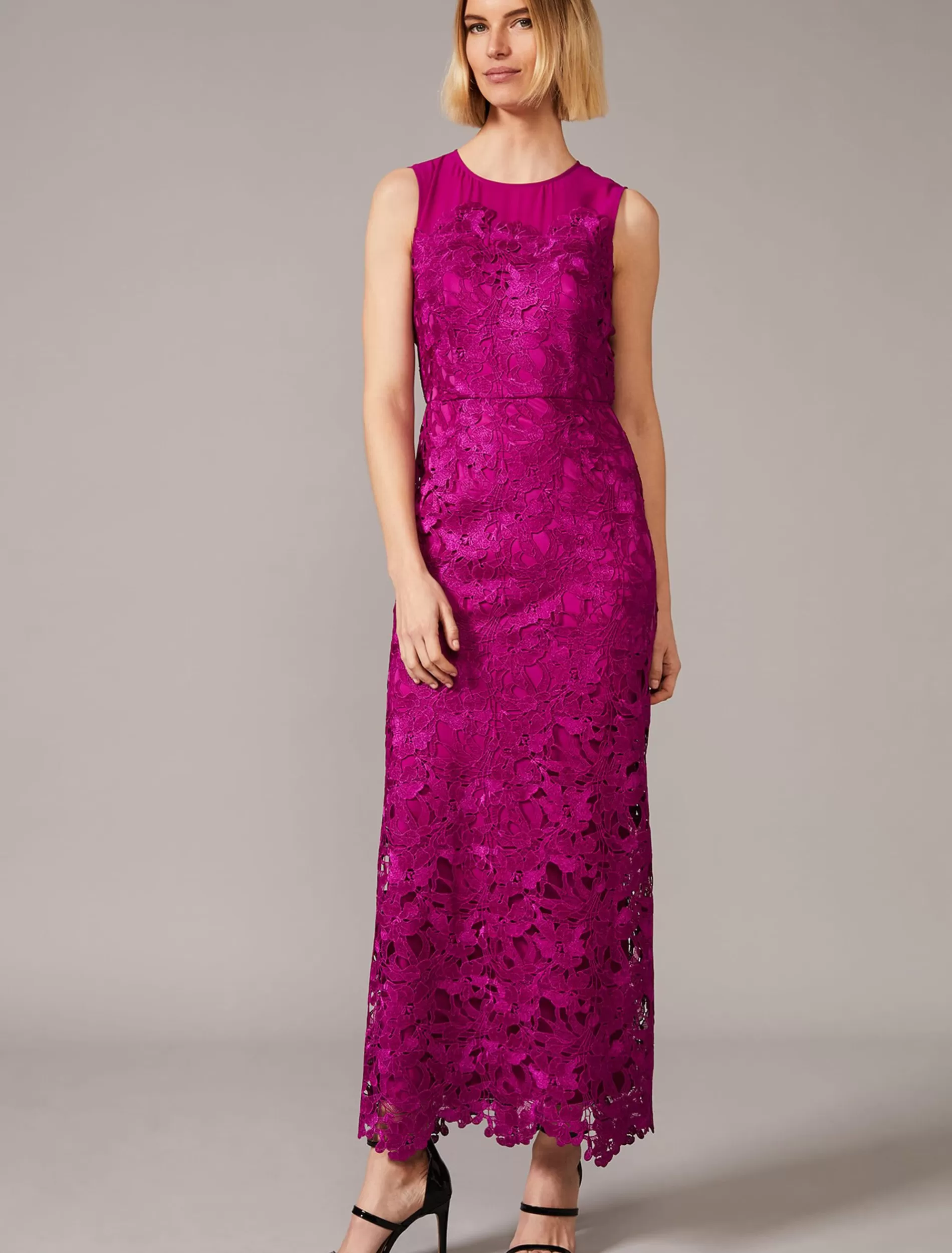 Phase Eight Bessie Lace Maxi Dress Fuchsia Online