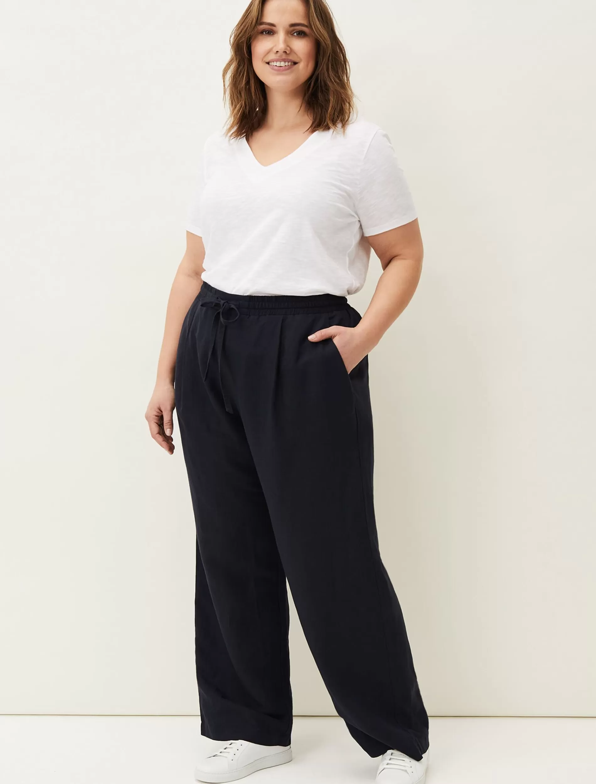 Phase Eight Bethany Linen Trousers Navy Best