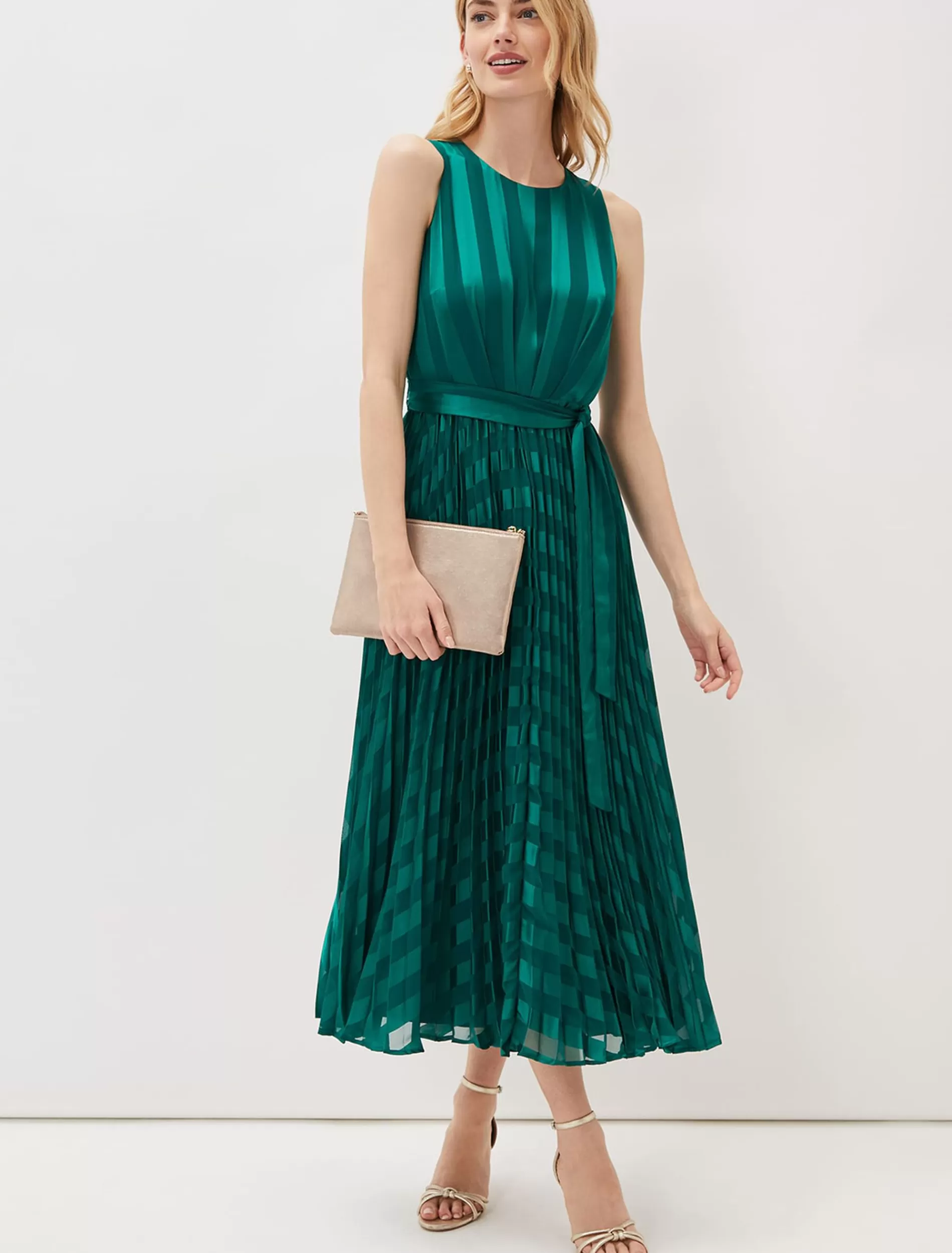Phase Eight Beverley Stripe Jacquard Midaxi Dress Jade Cheap