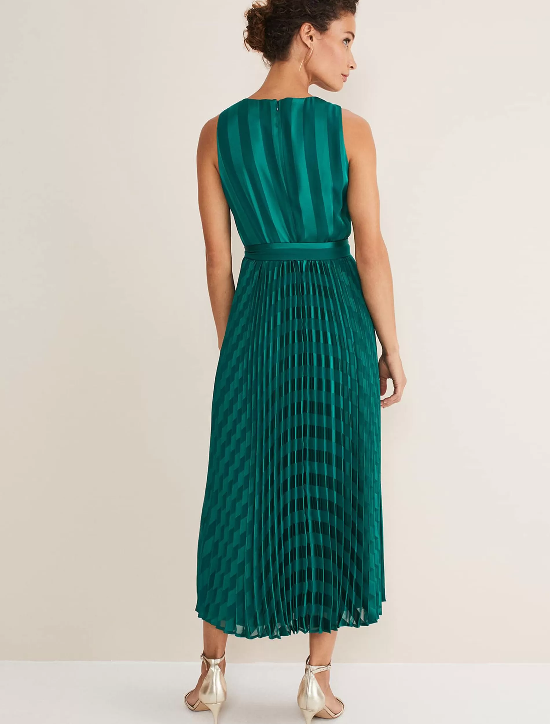 Phase Eight Beverley Stripe Jacquard Midaxi Dress Jade Discount