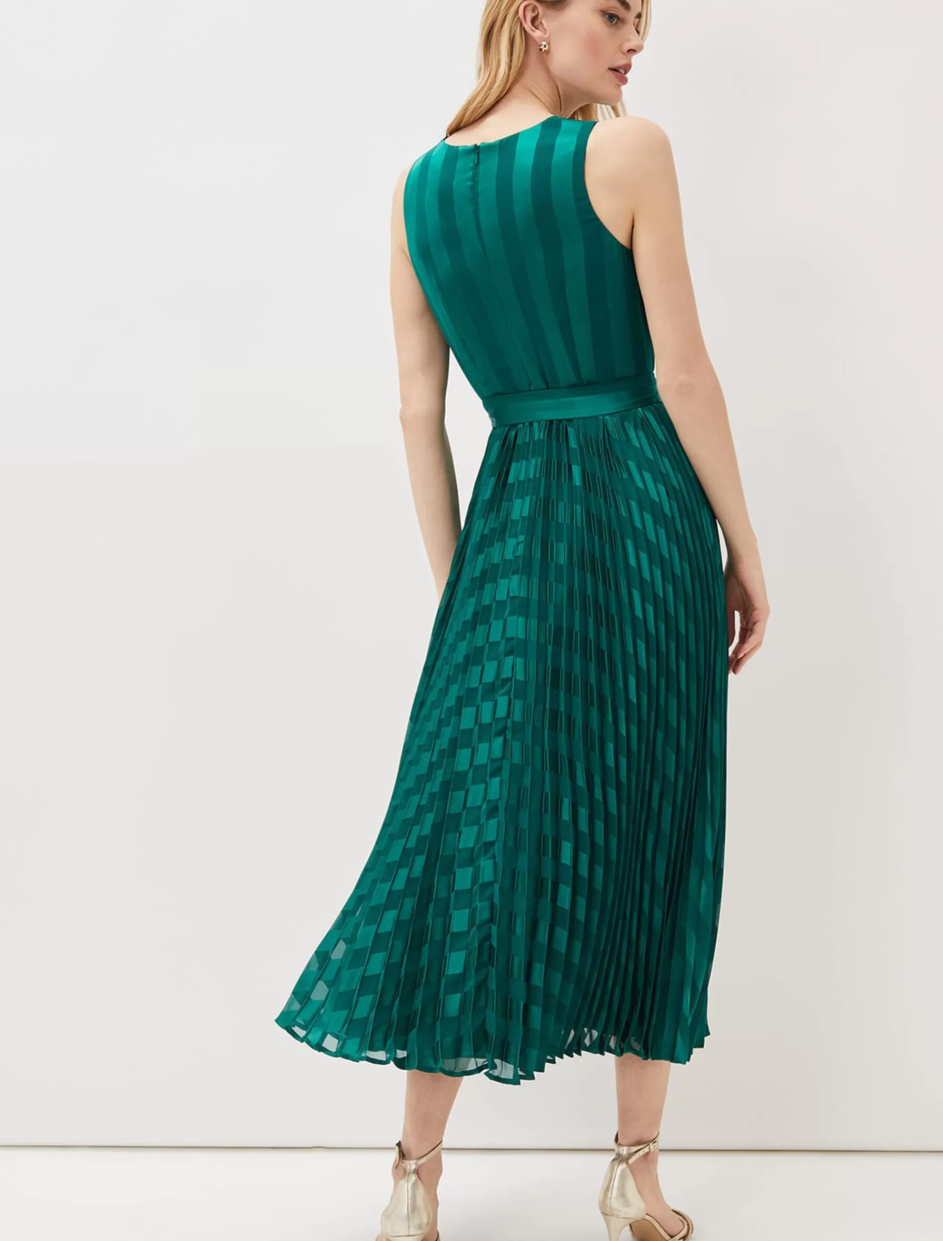 Phase Eight Beverley Stripe Jacquard Midaxi Dress Jade Cheap