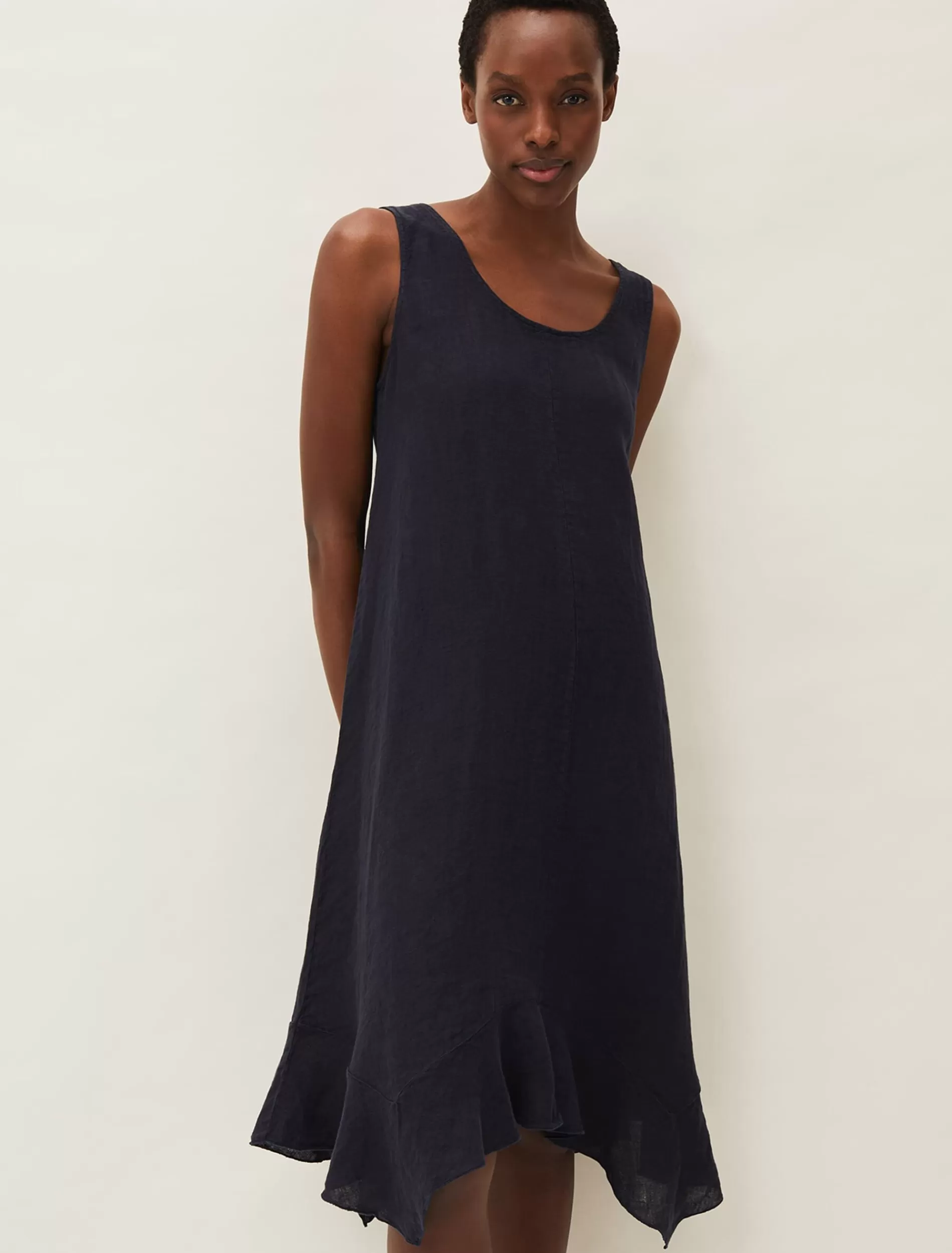Phase Eight Beverly Linen Swing Dress Navy Discount