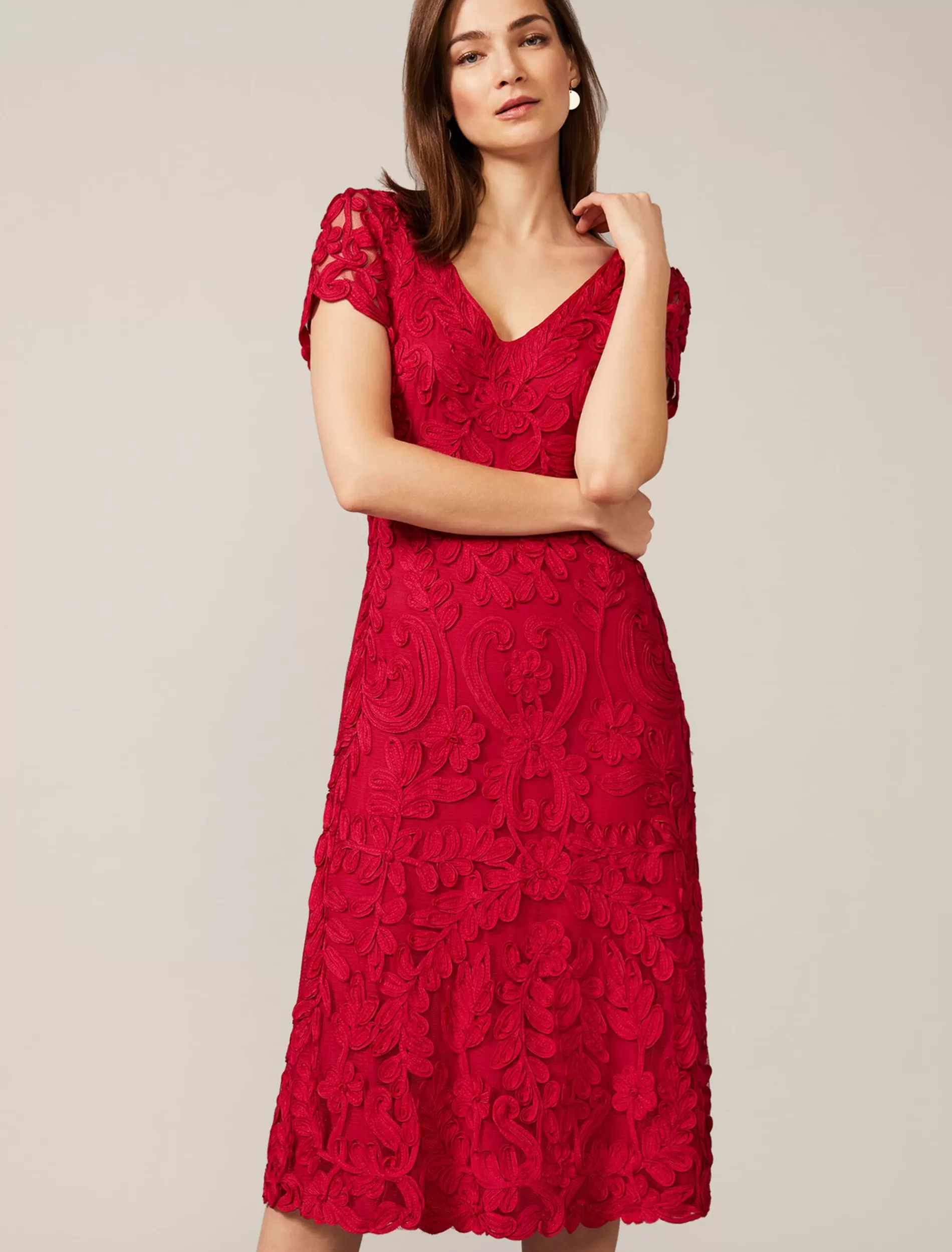 Phase Eight Blossom Tapework Lace Dress Fuchsia Flash Sale