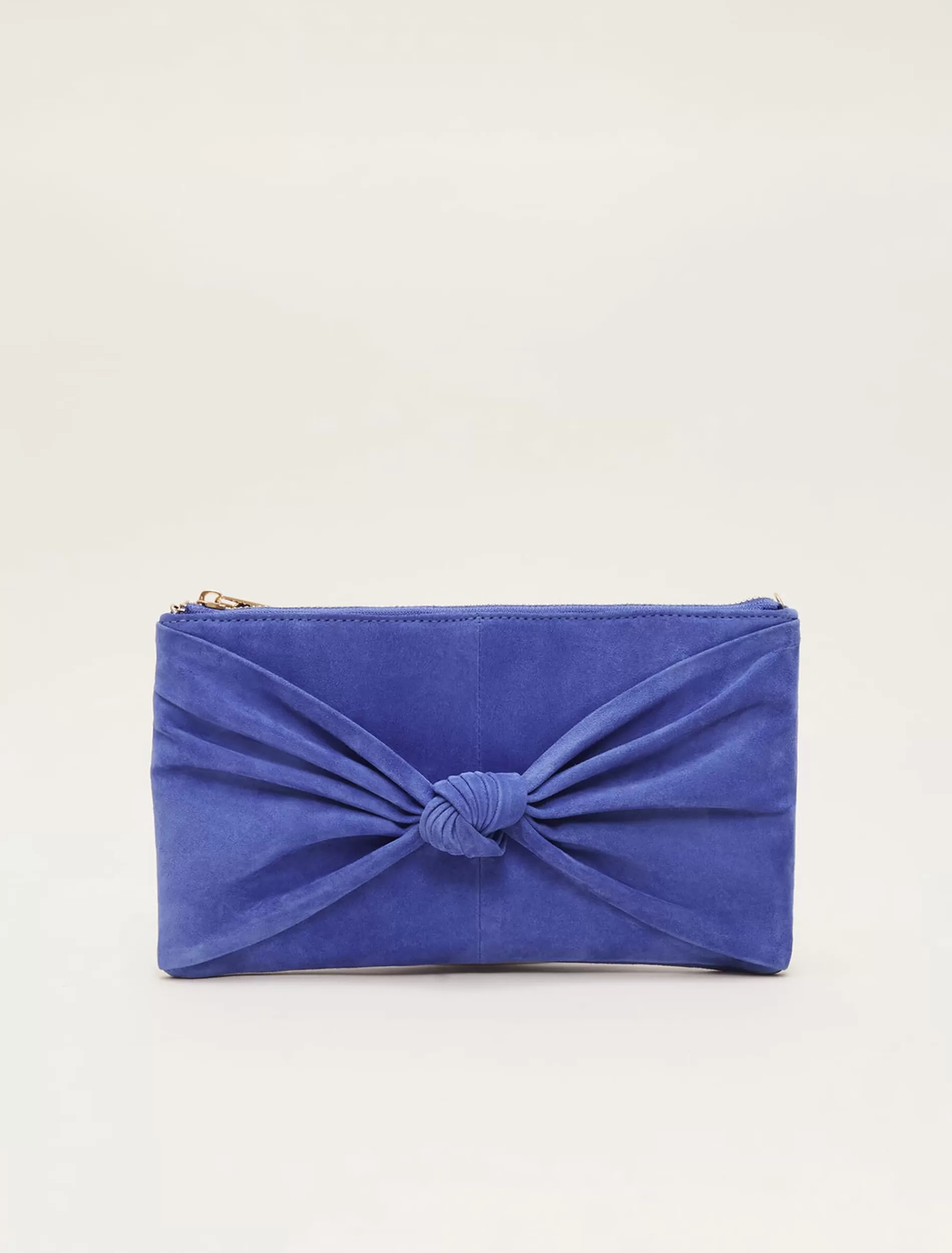 Phase Eight Blue Suede Clutch Bag Foxglove Blue New