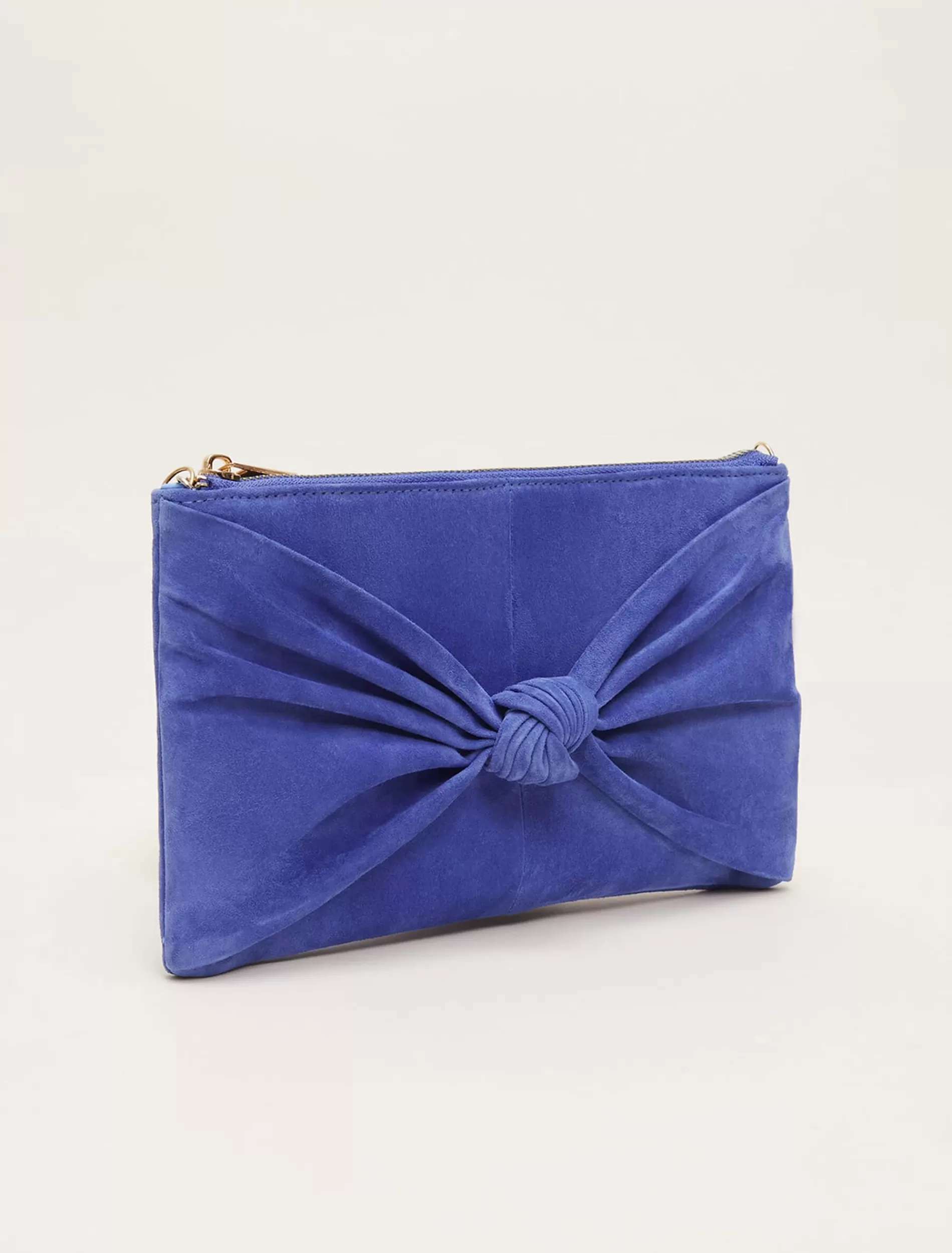 Phase Eight Blue Suede Clutch Bag Foxglove Blue New