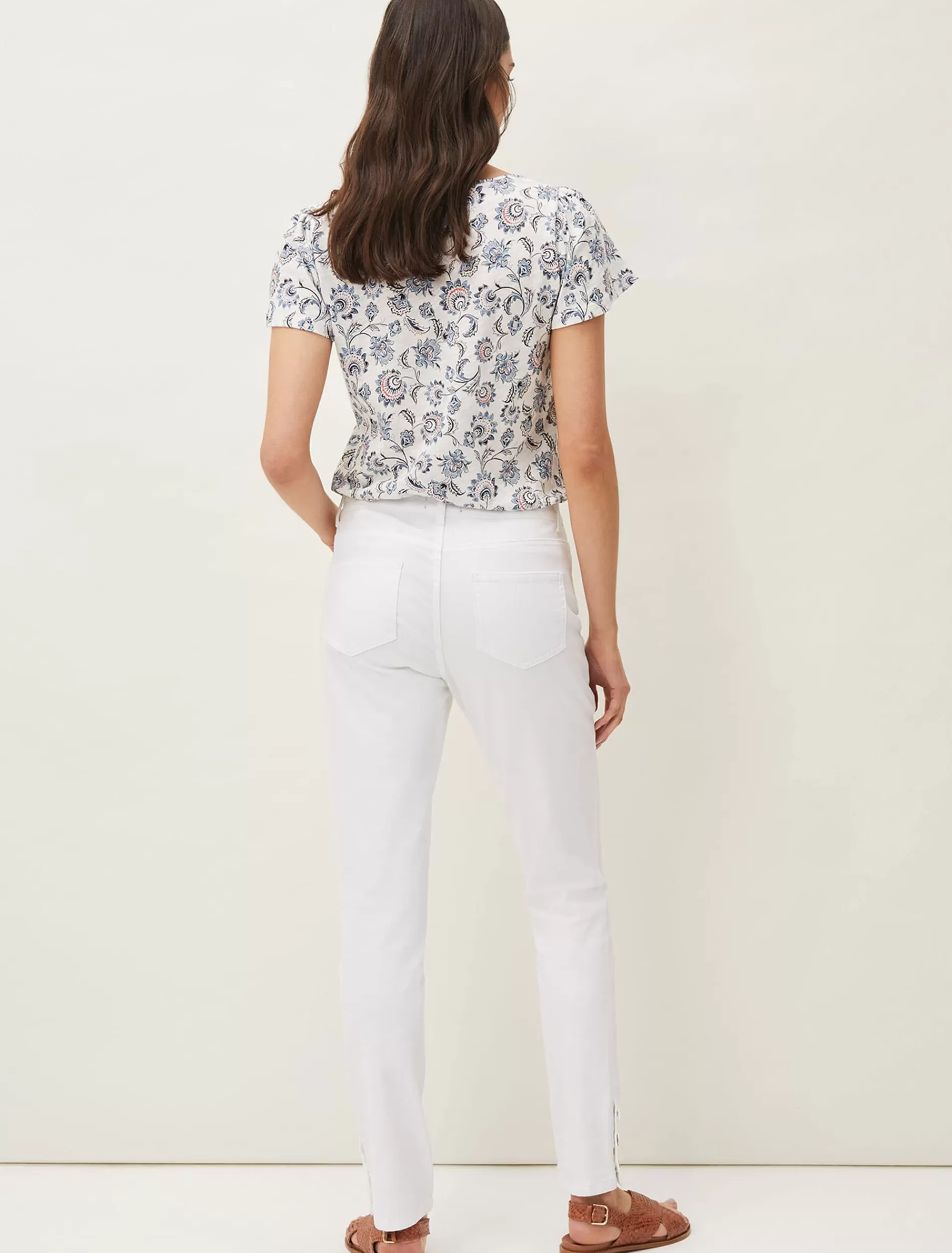 Phase Eight Bobbie Skinny Button Hem Jean White Clearance