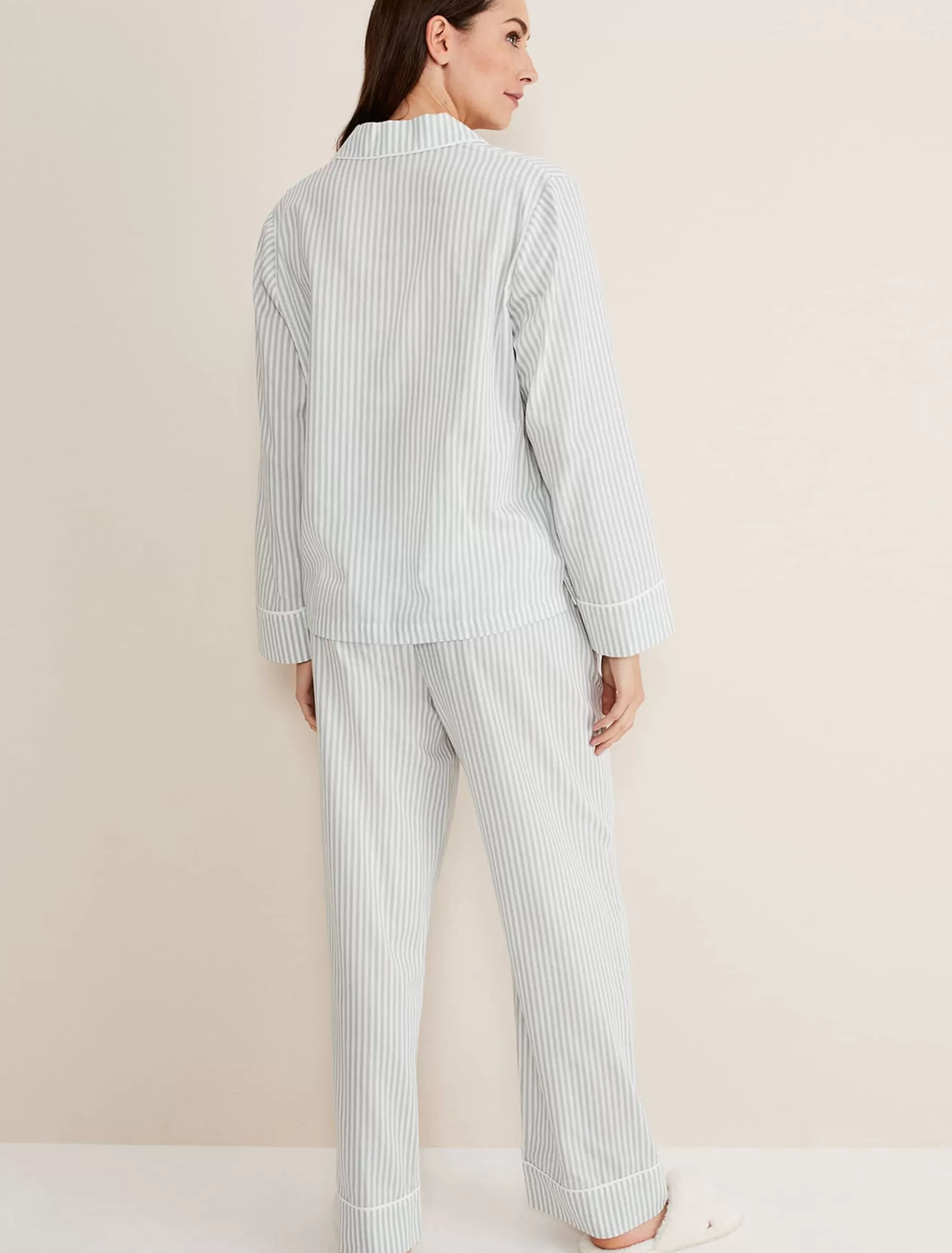 Phase Eight Bobby Stripe Pyjama Set Eau De Nil/Ivory Sale