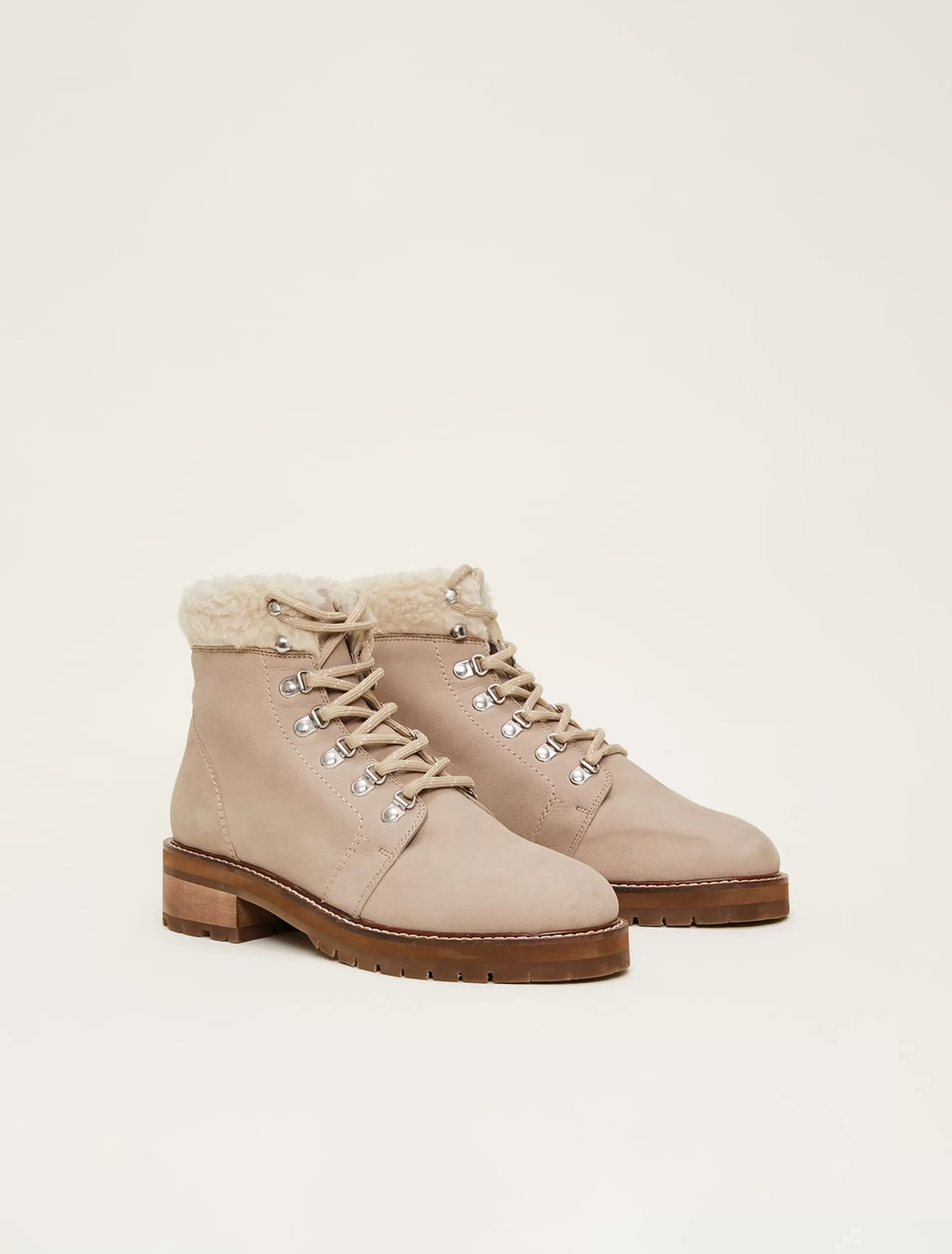 Phase Eight Borg Trim Hiker Boot Stone Outlet