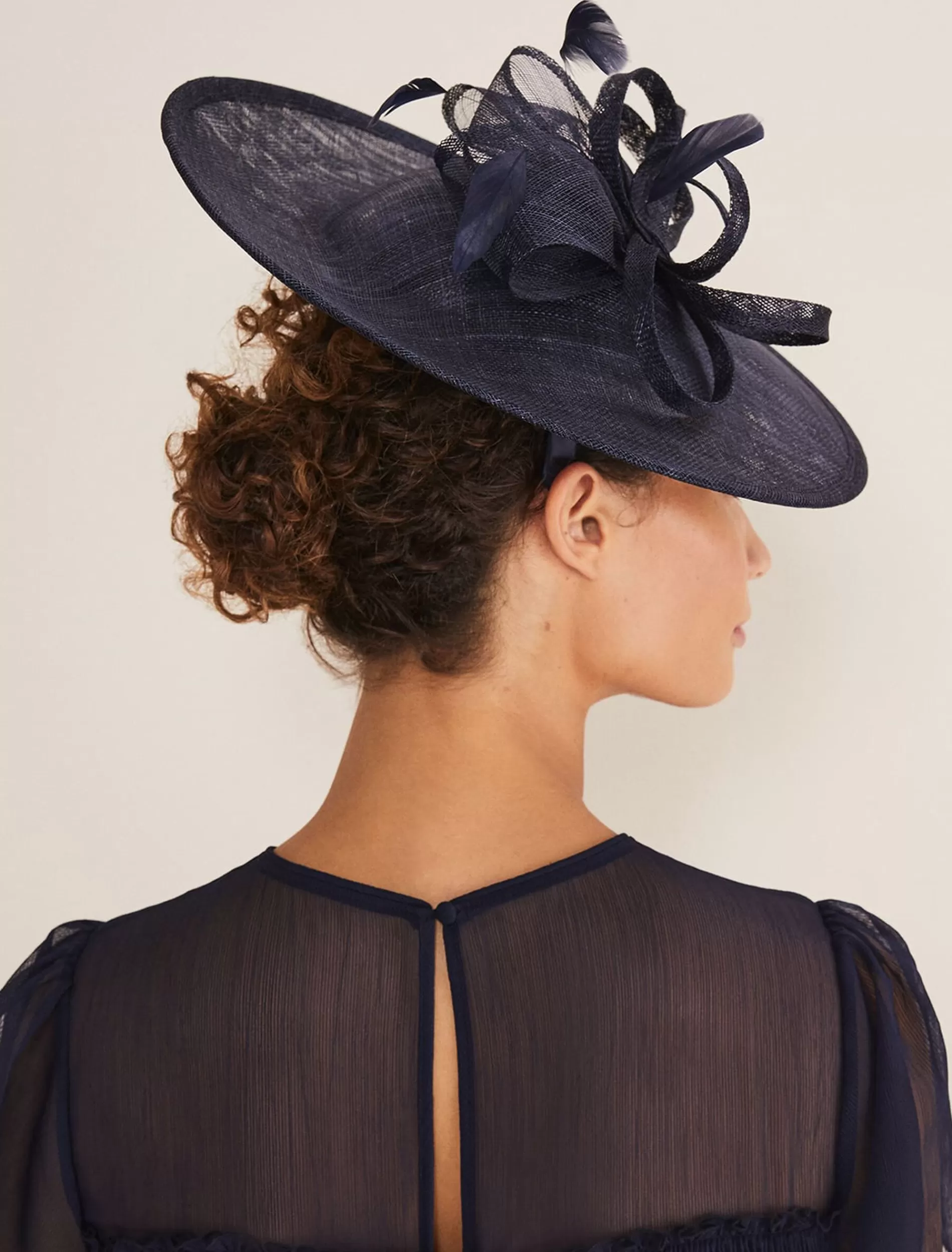 Phase Eight Bow And Feather Disc Fascinator Navy Cheap