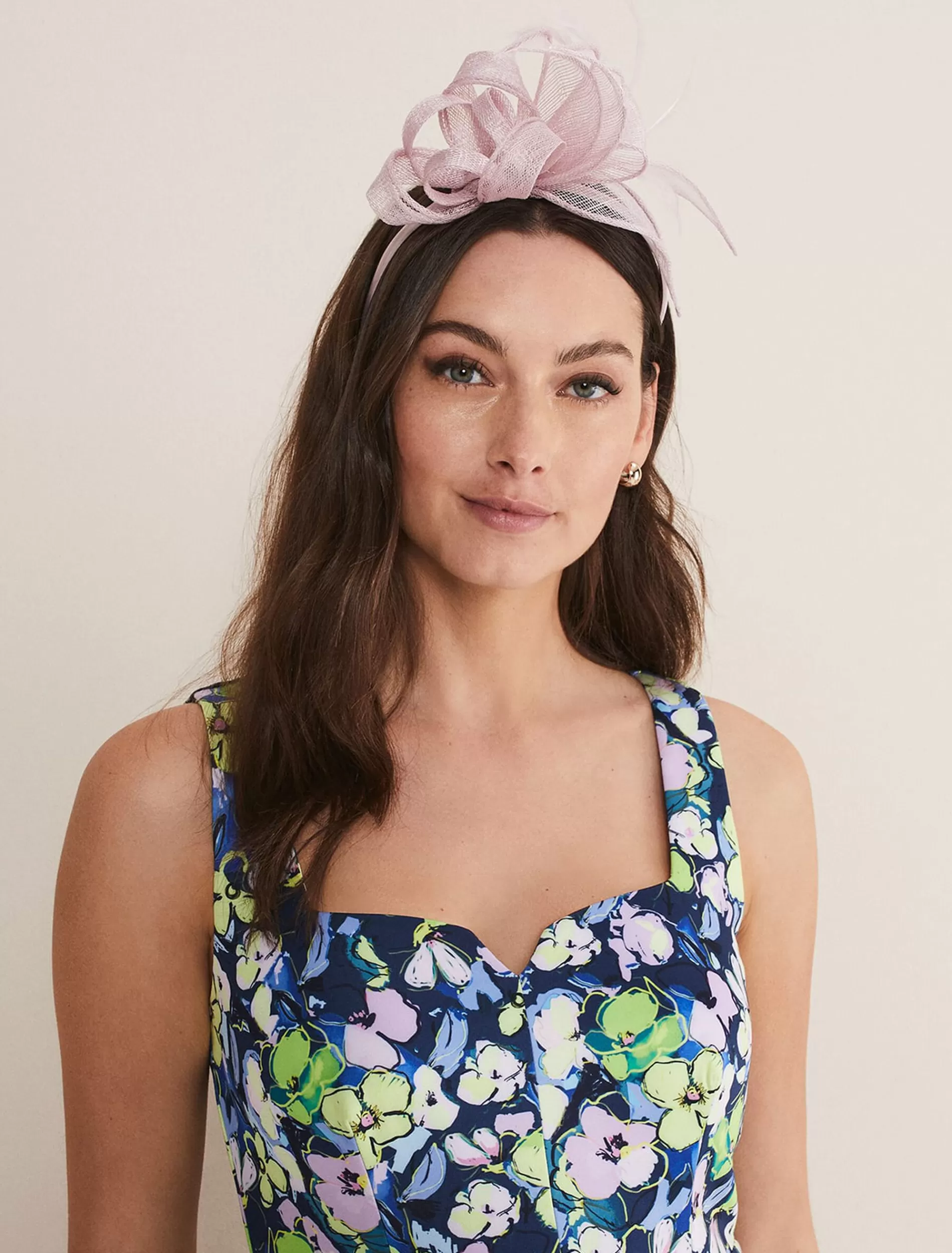 Phase Eight Bow And Feather Headband Misty Mauve Sale