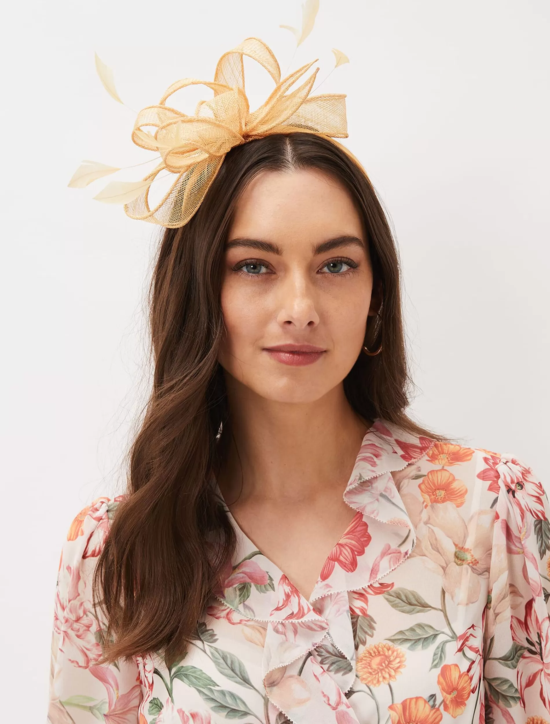 Phase Eight Bow And Feather Headband Pale Yellow Hot