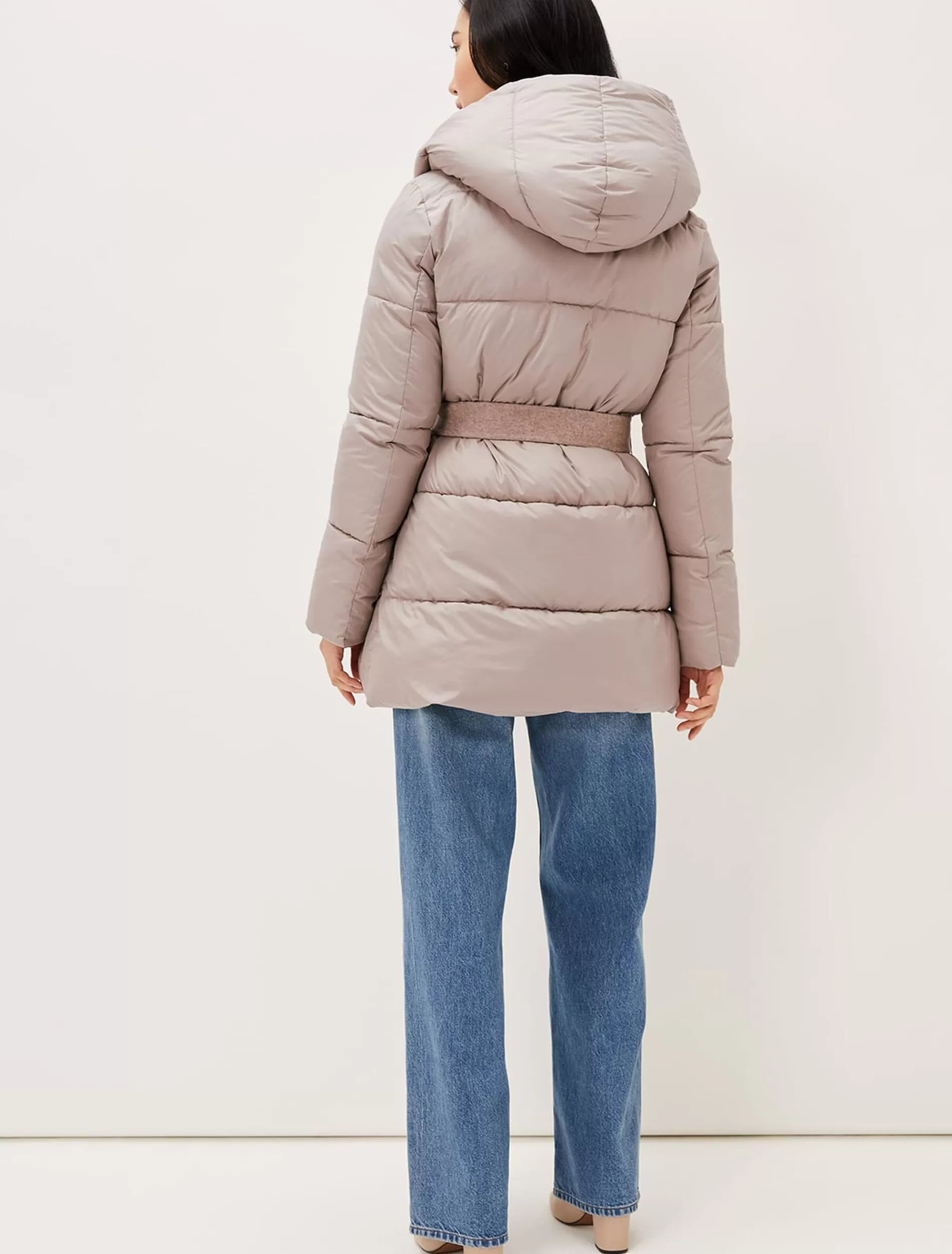 Phase Eight Brae Belted Puffer Knit Coat Mink Best