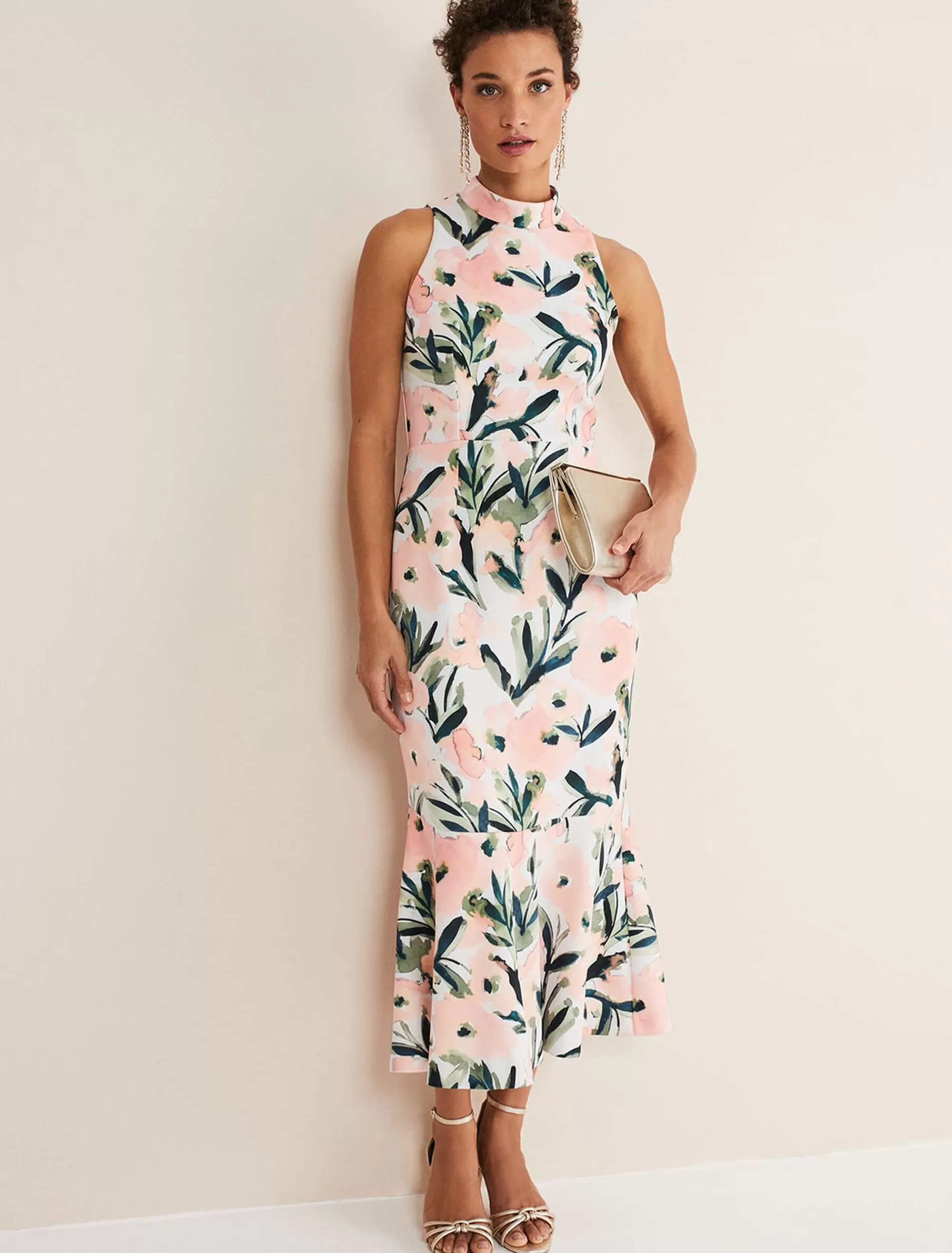 Phase Eight Braelyn Peplum Scuba Dress Multi-Coloured Store