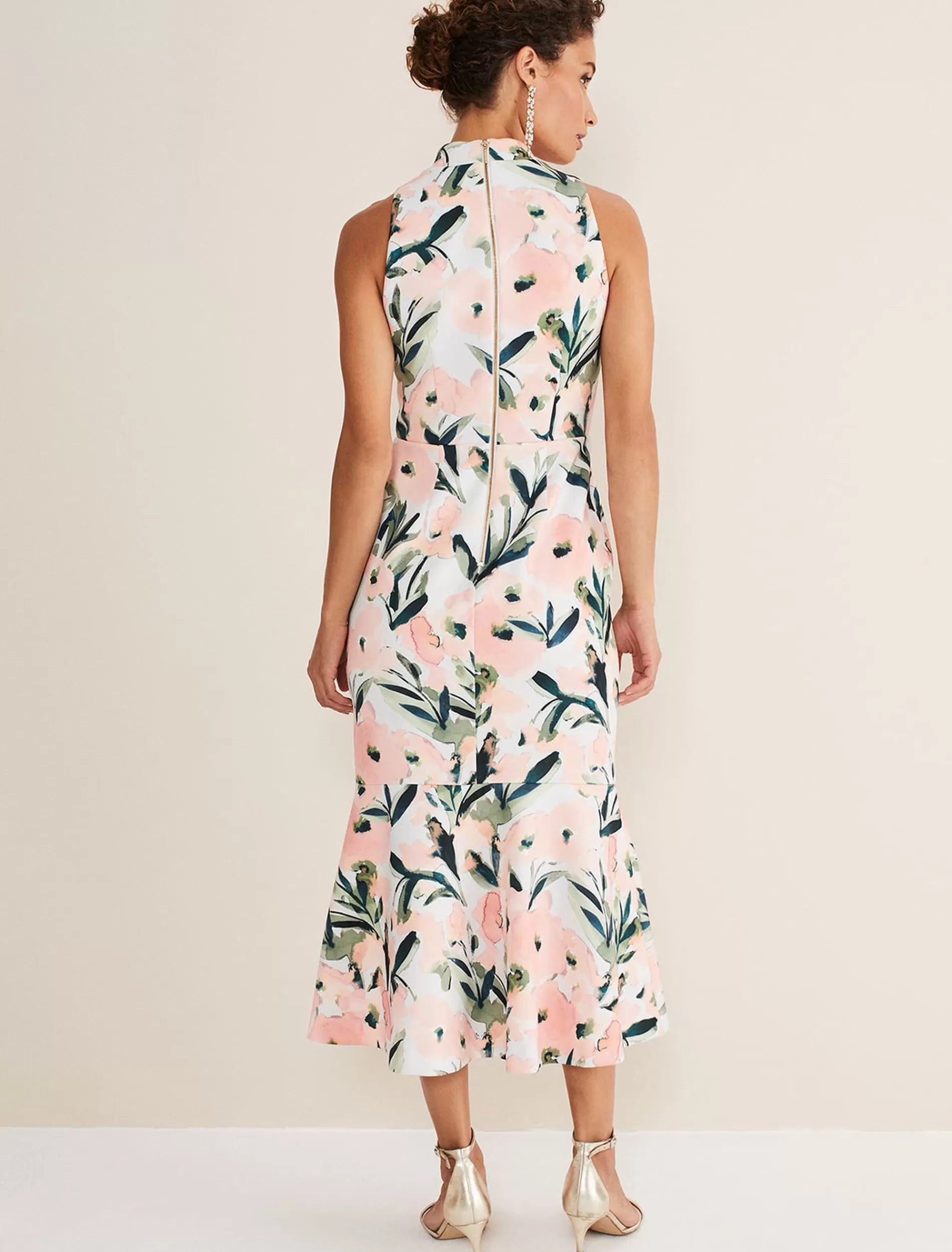 Phase Eight Braelyn Peplum Scuba Dress Multi-Coloured Store