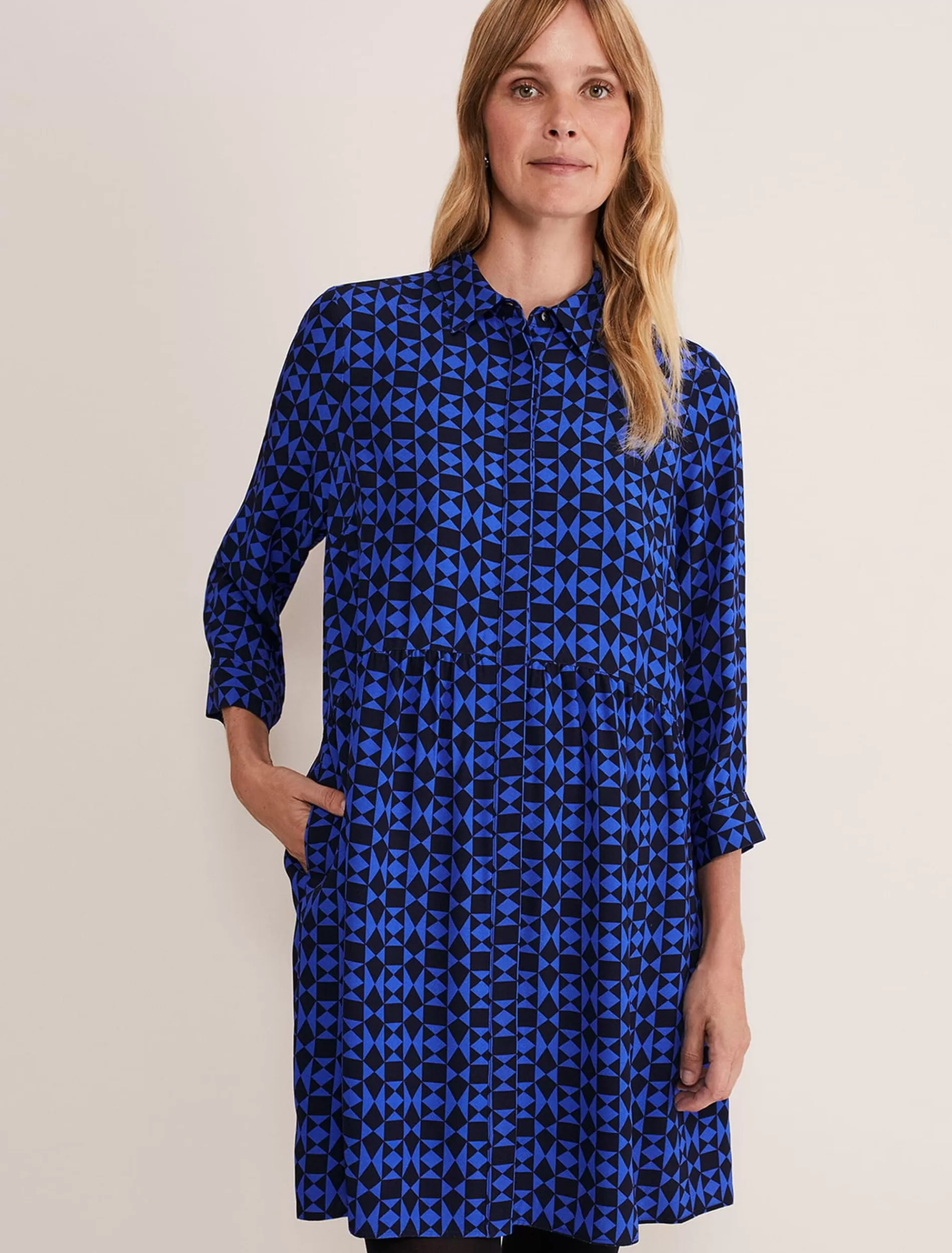 Phase Eight Bregitta Geo Swingdress Black/Blue Clearance