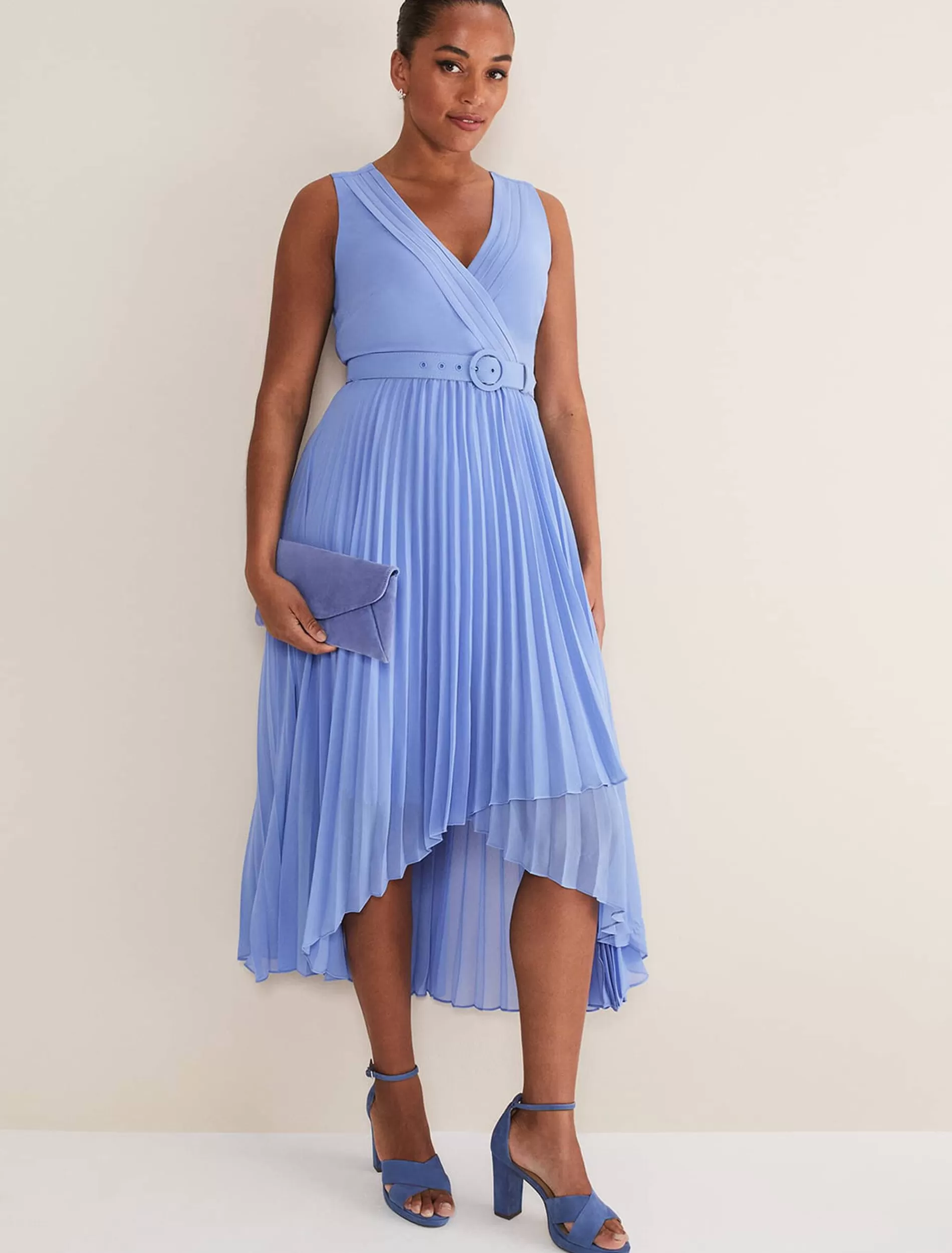 Phase Eight Brianna Pleated Midaxi Dress Cornflower Fashion