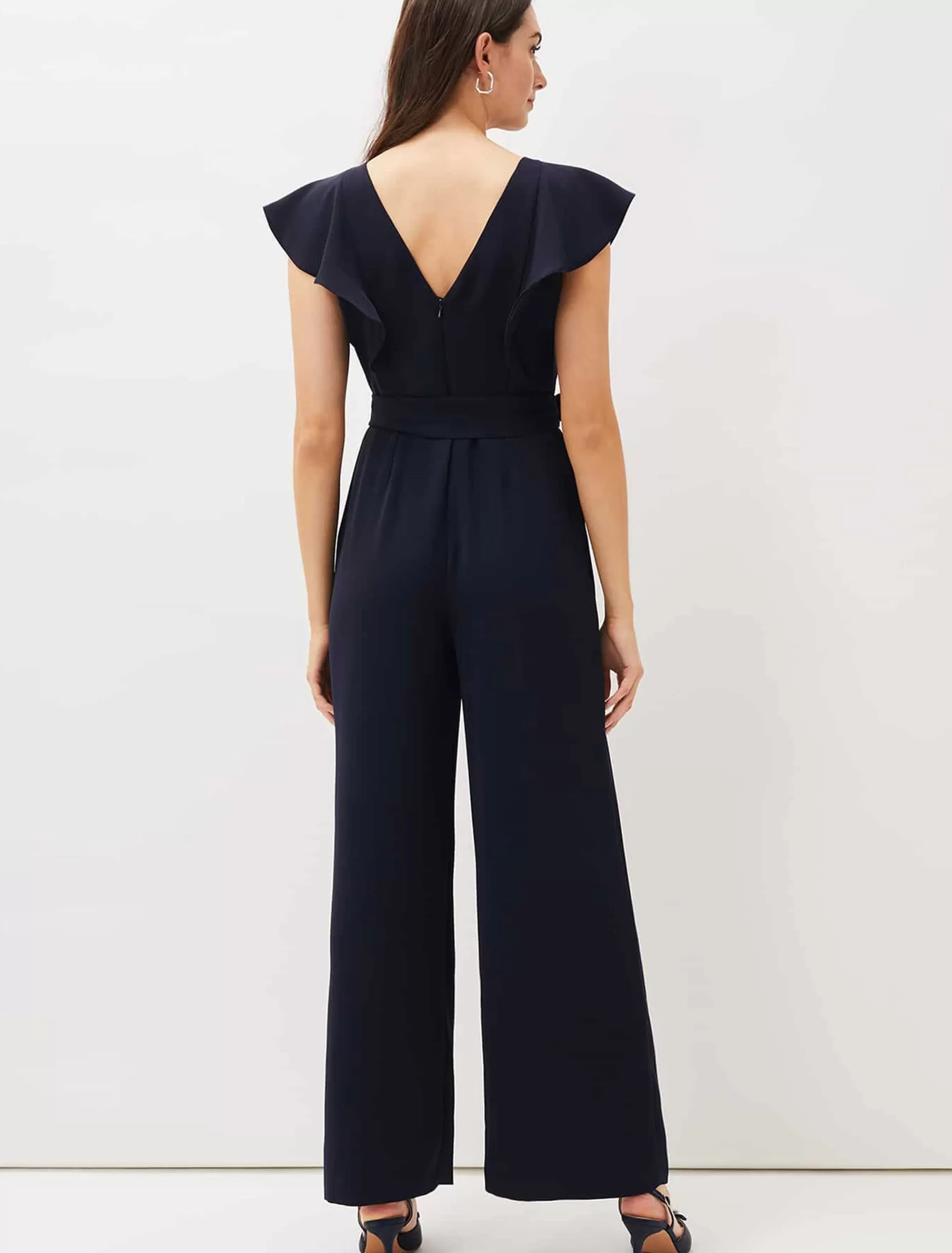 Phase Eight Bridie Frill Bodice Wide Leg Jumpsuit Navy New