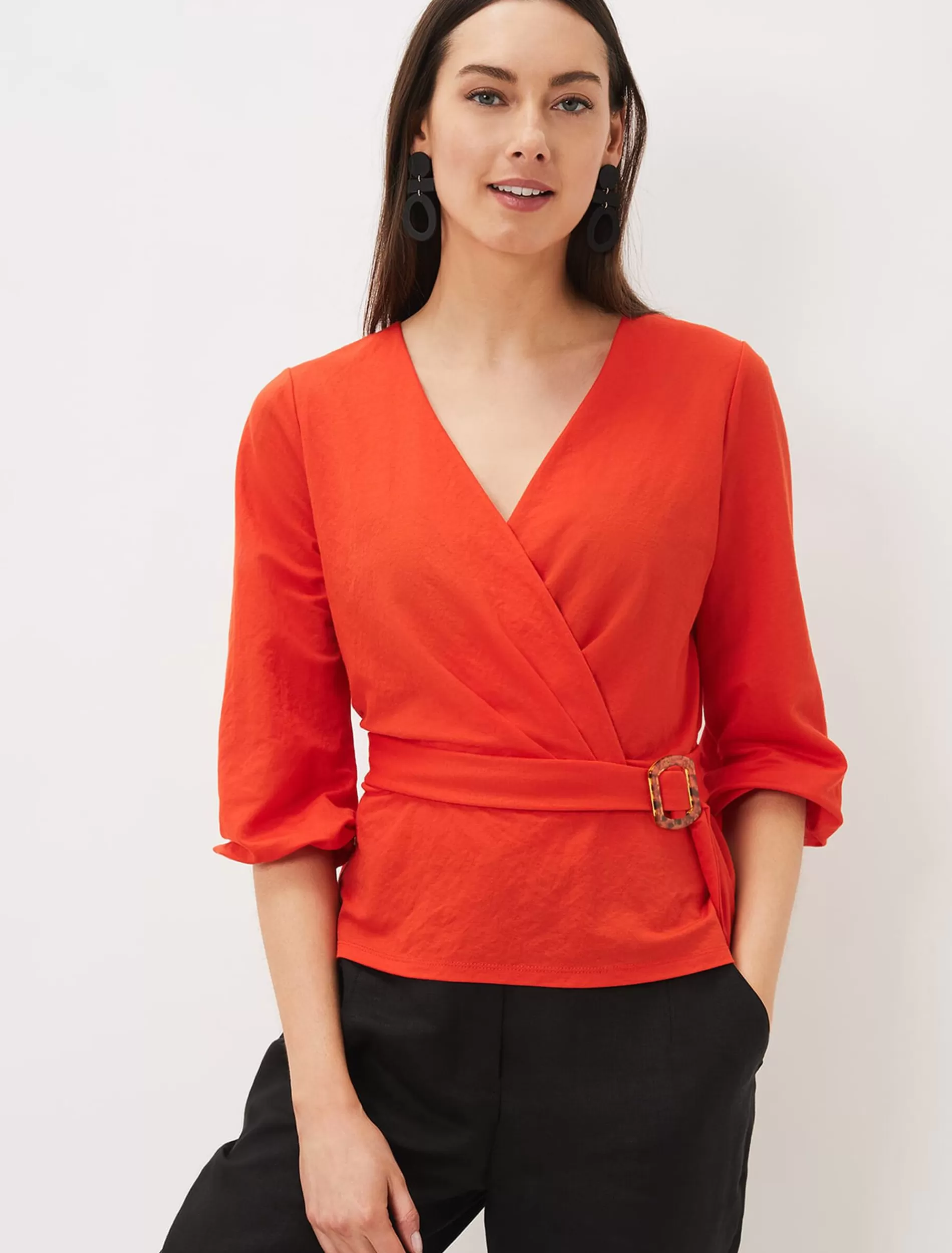 Phase Eight Brigitte Wrap Buckle Top Chilli Red Sale
