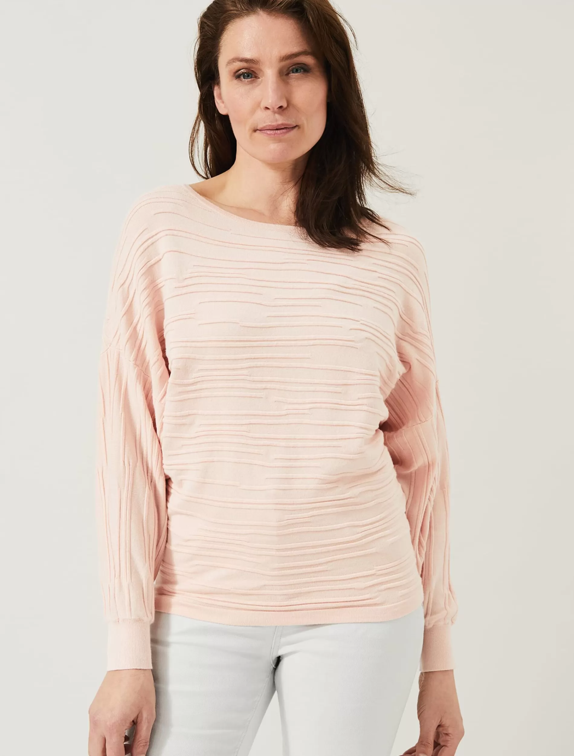 Phase Eight Brody Textured Knit Top Pink Outlet