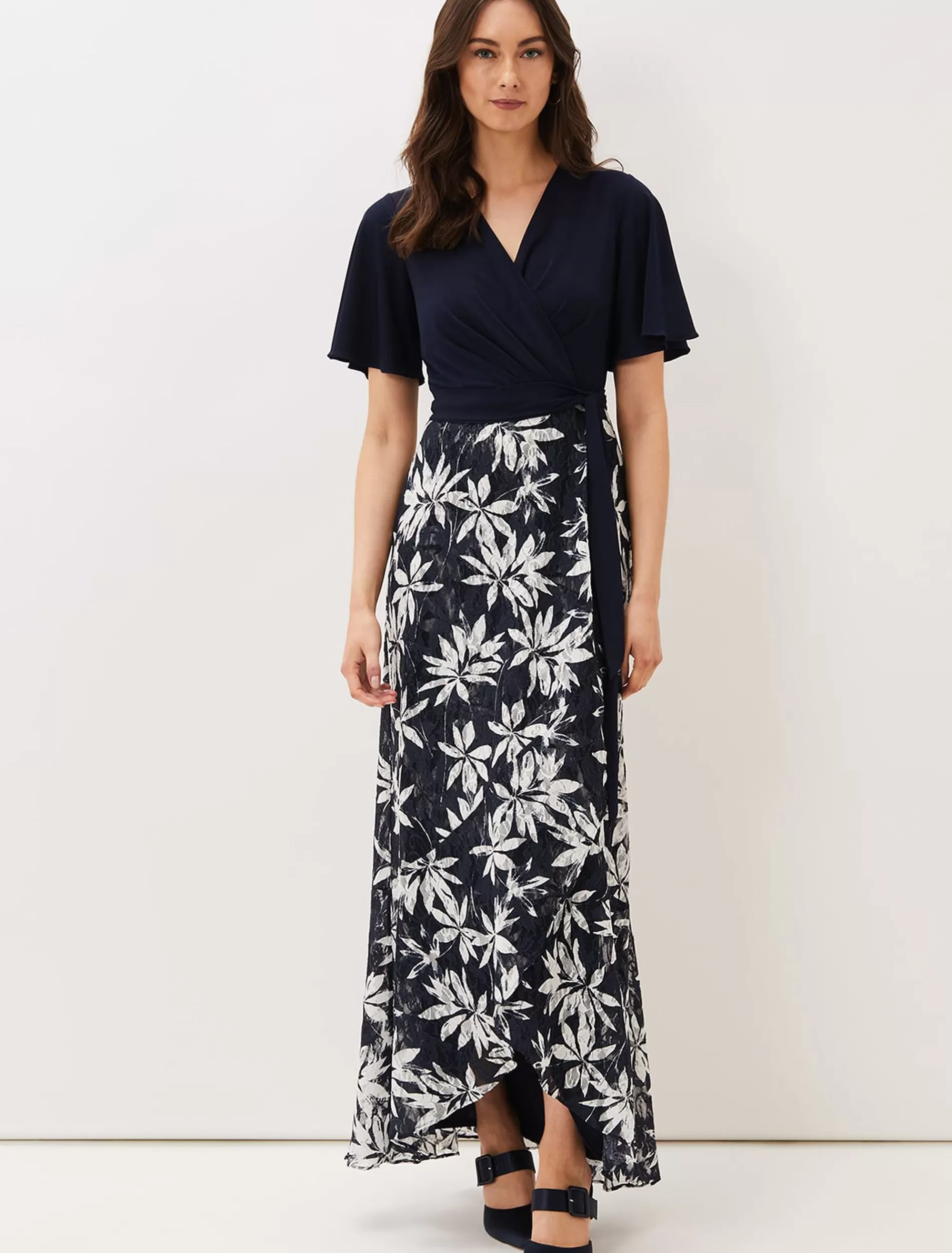 Phase Eight Brogan Lace Skirt Maxi Dress Navy/Ivory Fashion