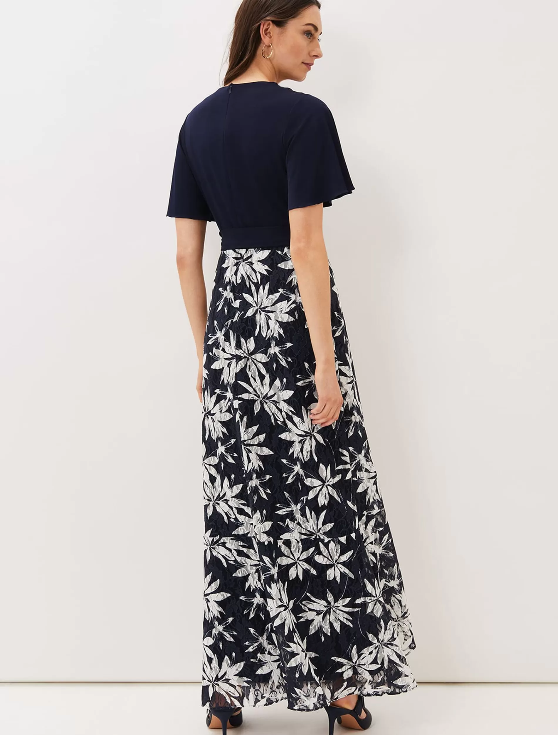 Phase Eight Brogan Lace Skirt Maxi Dress Navy/Ivory Fashion