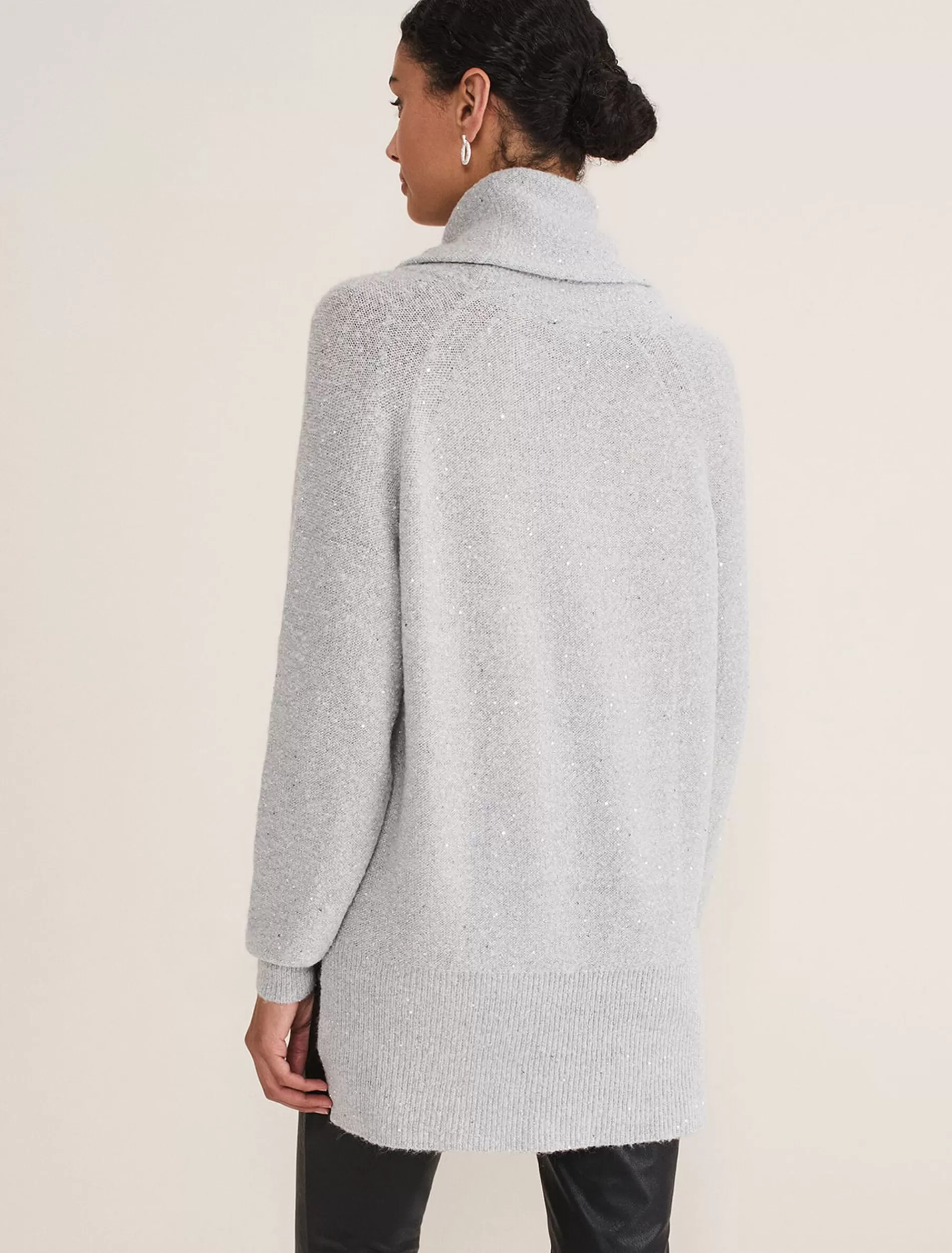 Phase Eight Bronte Cowl Neck Sequin Jumper Silver Best