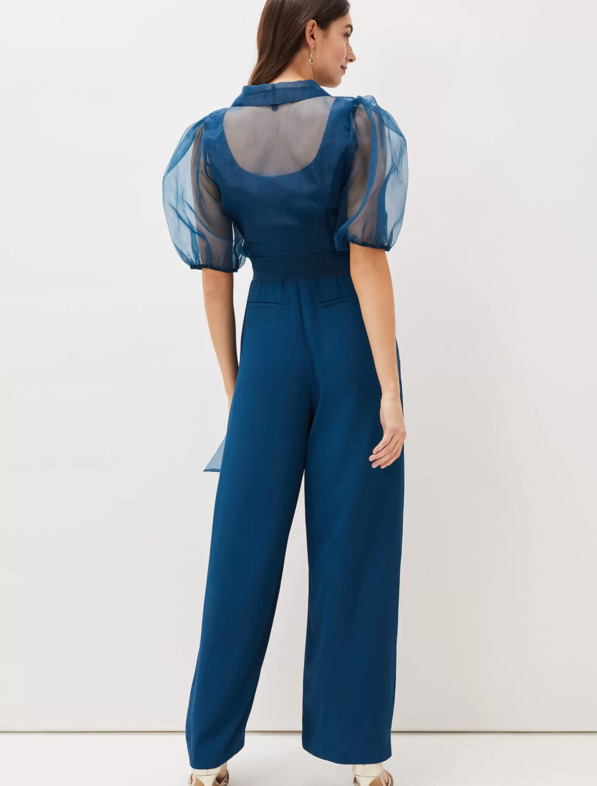 Phase Eight Brontie Puff Sleeve Wide Leg Jumpsuit Teal Sale