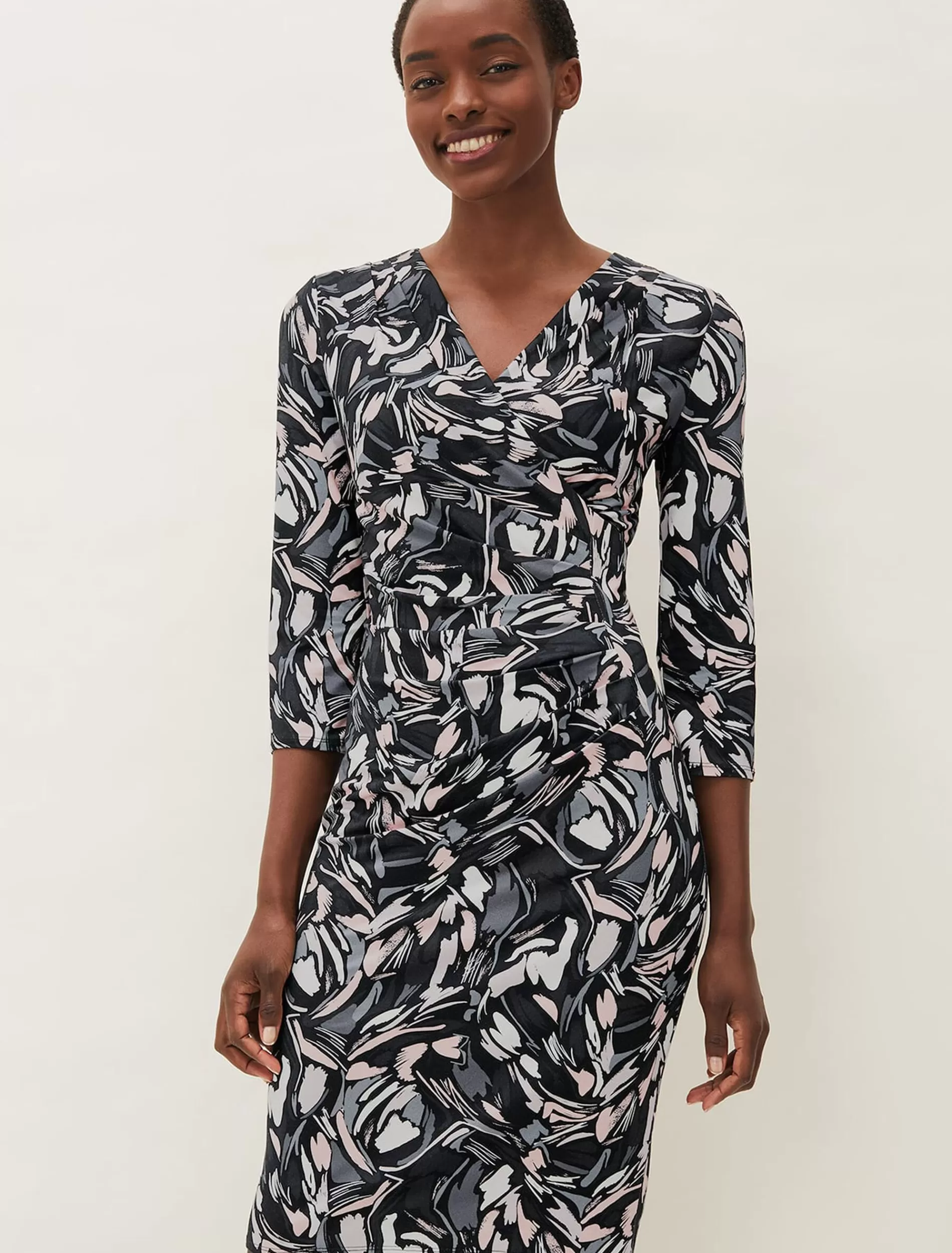 Phase Eight Bryony Abstract Print Jersey Dress Multi-Coloured New