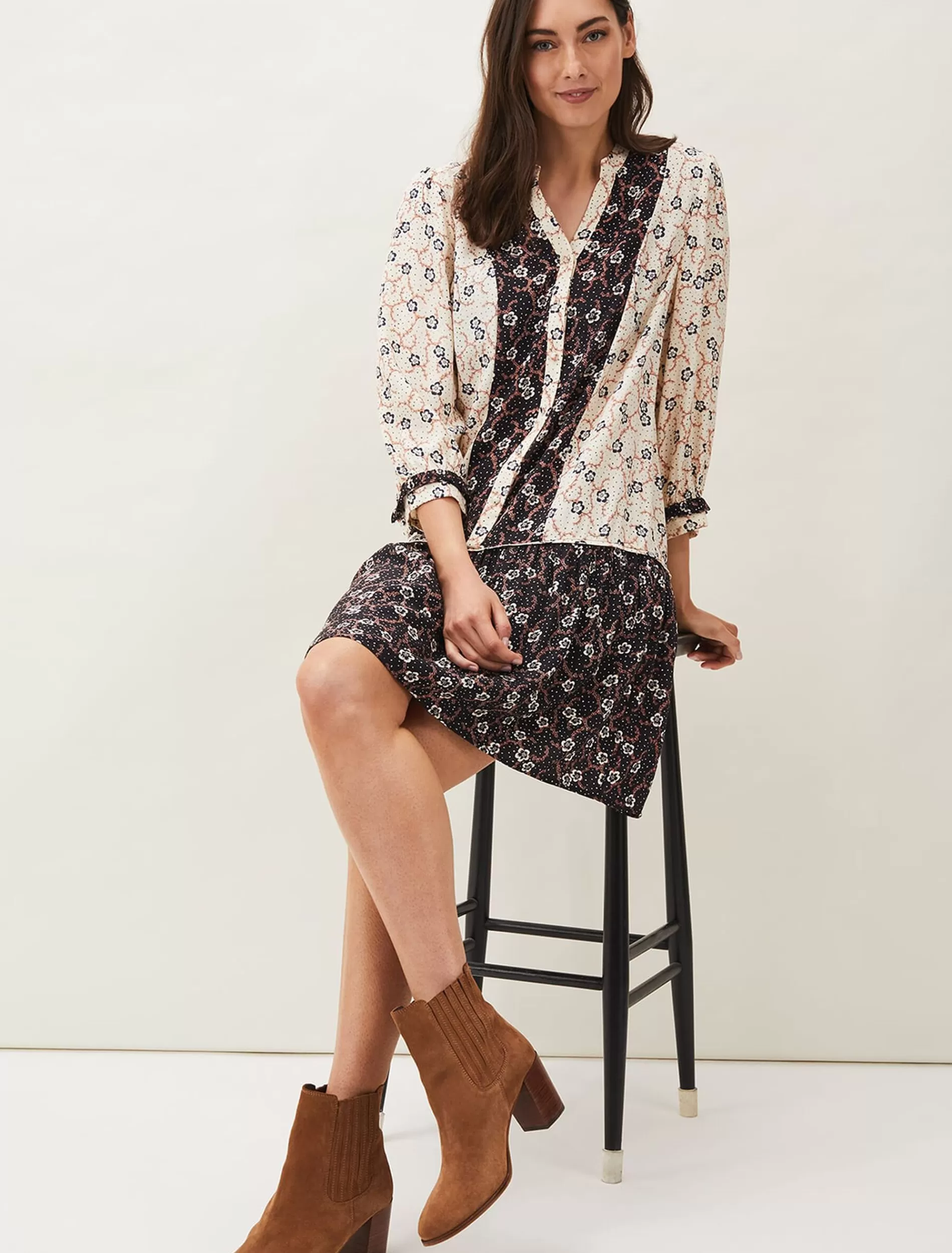 Phase Eight Buttercup Floral Dress Cream/Black Discount