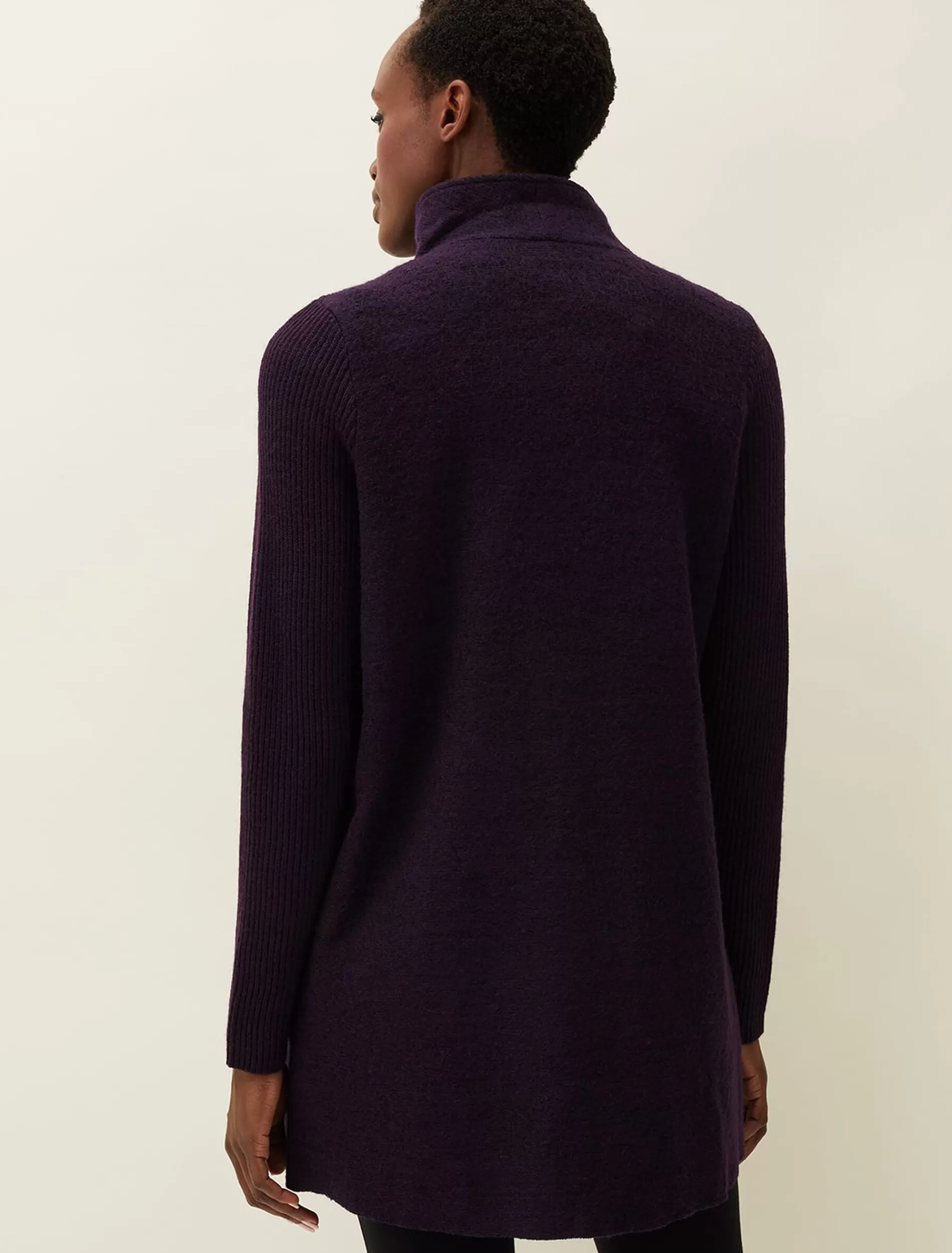 Phase Eight Byanca Zip Knit Coat Blackcurrant Store