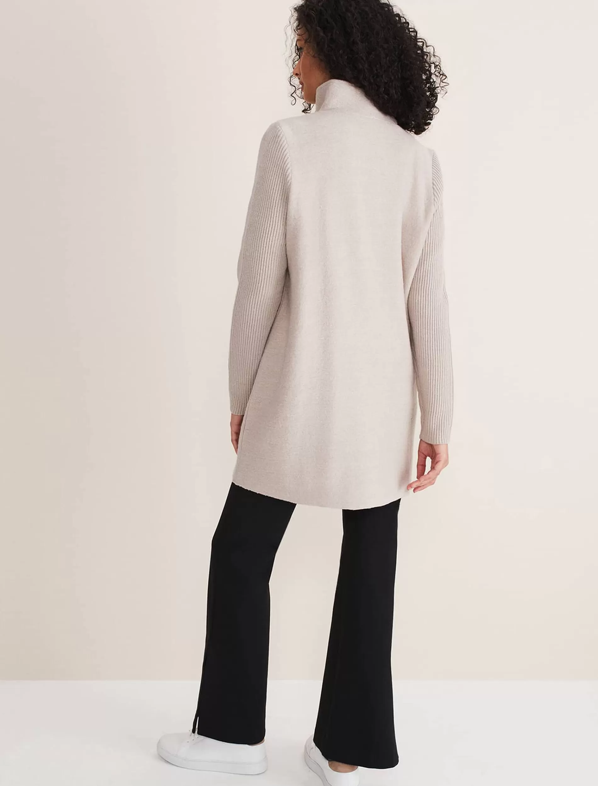 Phase Eight Byanca Zip Knit Coat Stone Discount