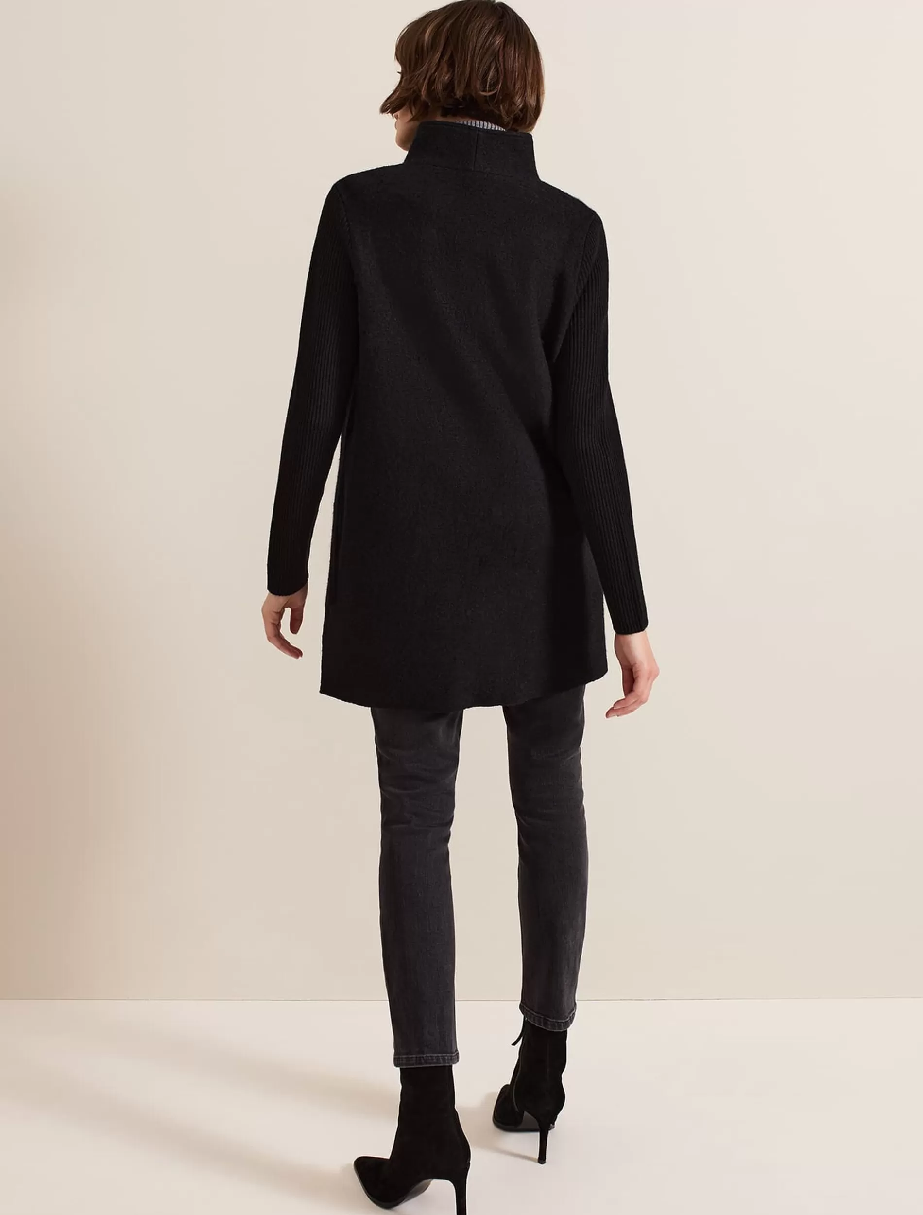 Phase Eight Byanca Zip Knit Coat Black Cheap