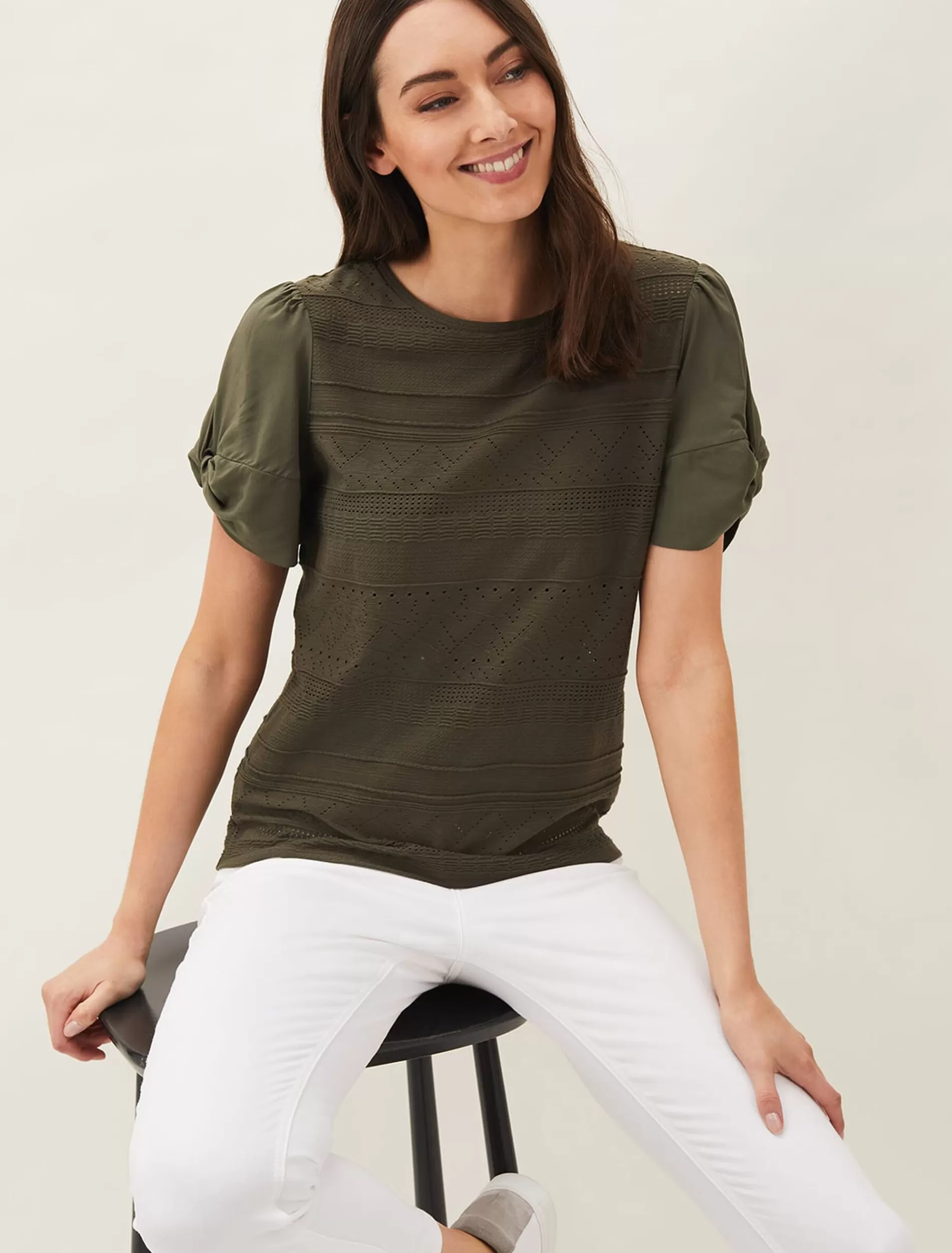 Phase Eight Bylee Textured Top Khaki Flash Sale