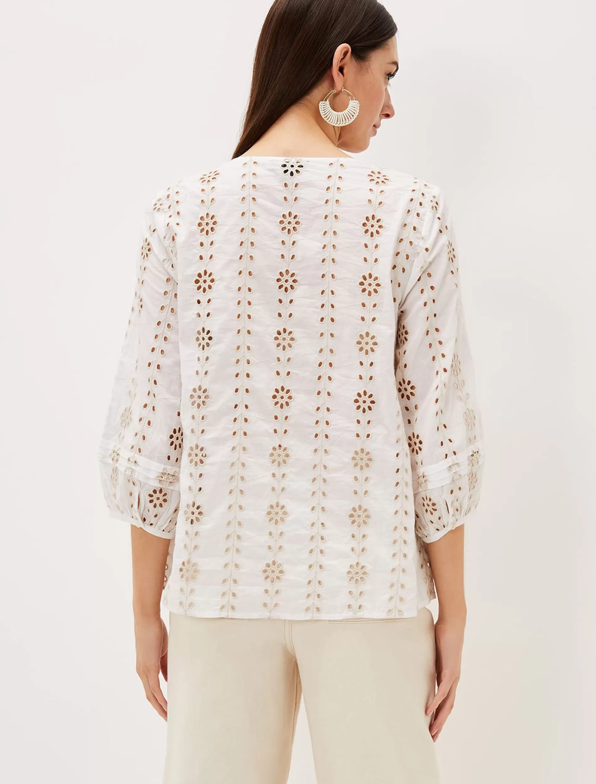 Phase Eight Caela Broderie Blouse Ivory/Stone Flash Sale