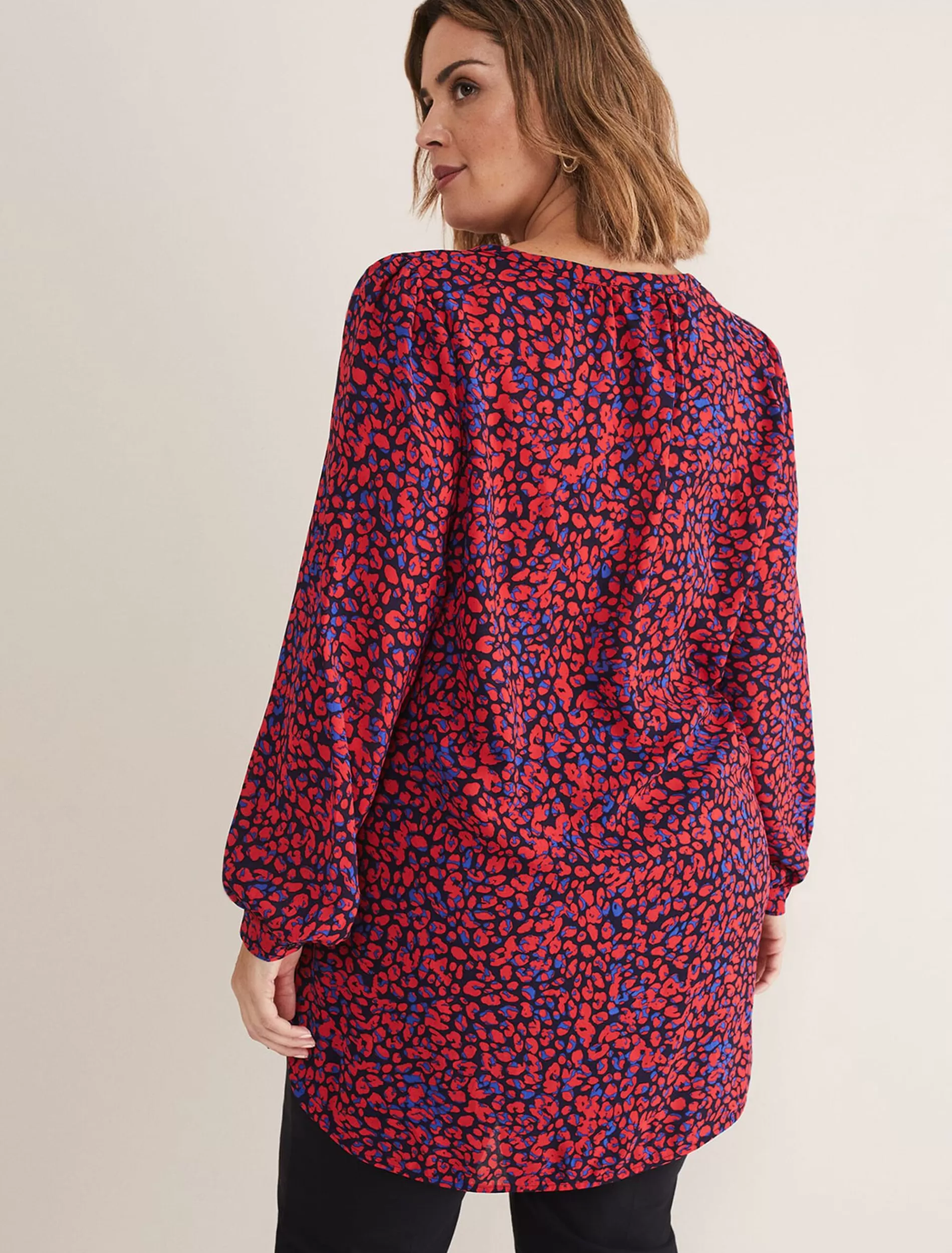 Phase Eight Caelen Printed Tunic Blouse Terracotta Clearance