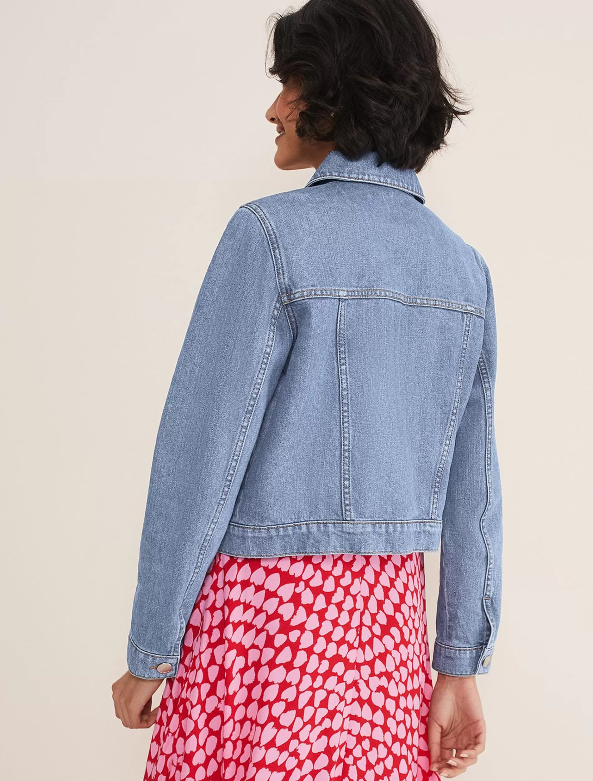 Phase Eight Caitlin Cropped Denim Jacket Mid Wash Blue Sale