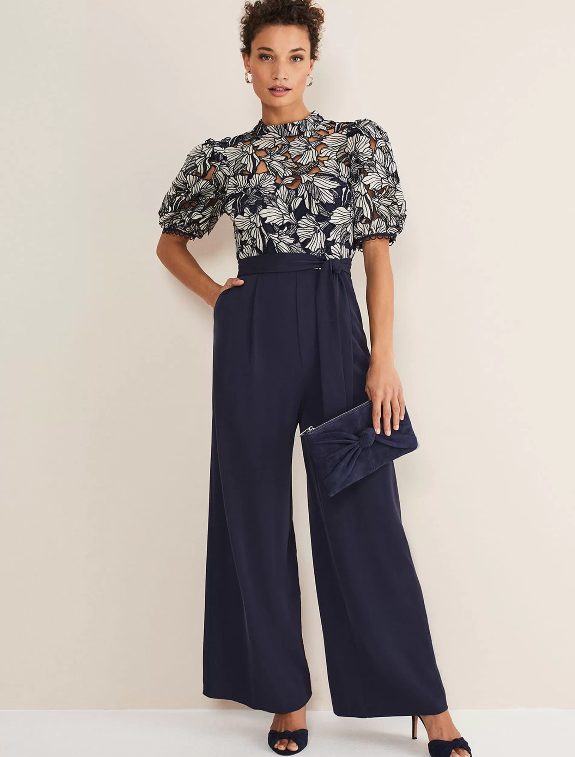 Phase Eight Caitlyn Lace Jumpsuit Navy/Ivory Fashion